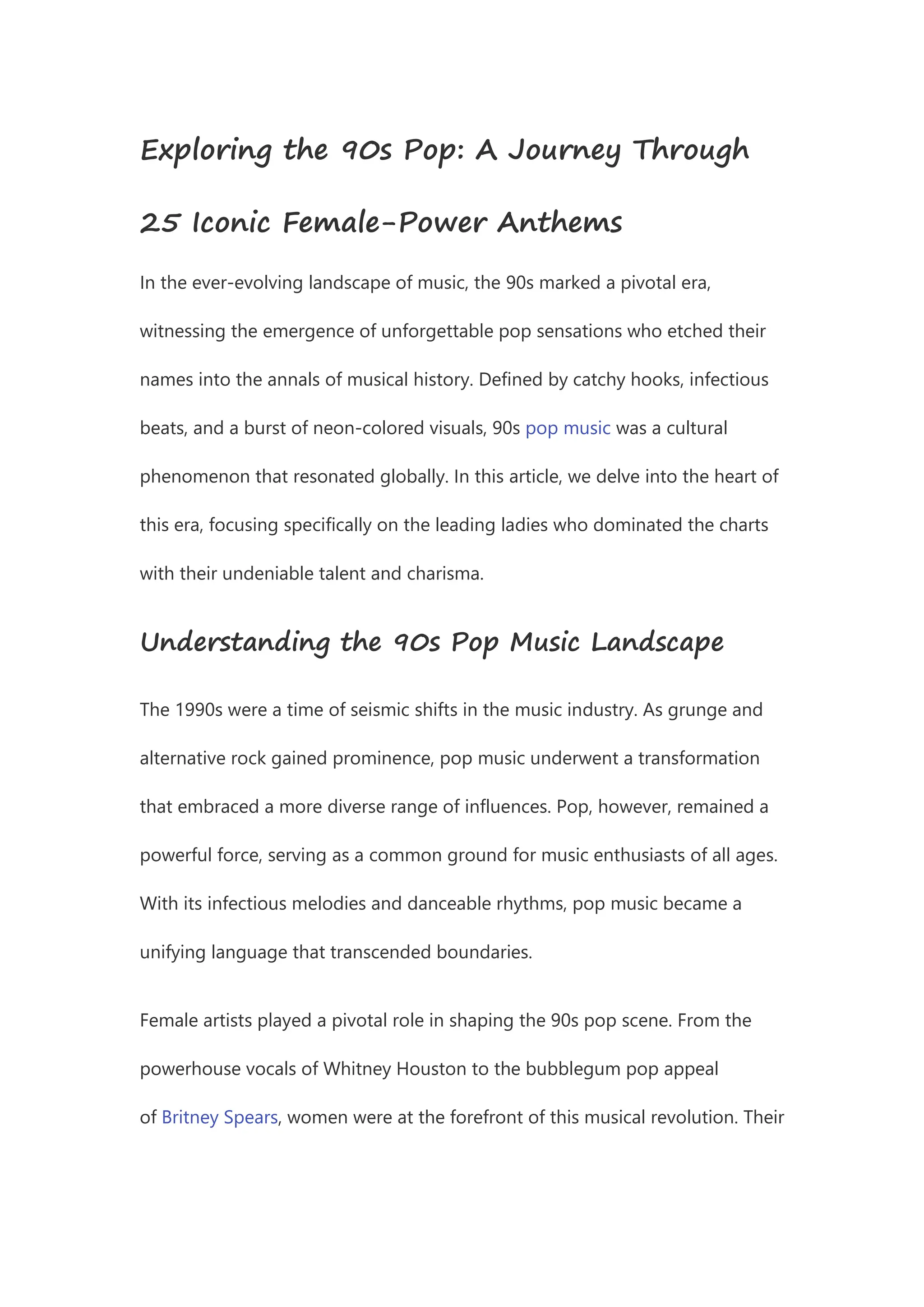 Exploring the 90s Pop A Journey Through 25 Iconic FemalePower Anthems