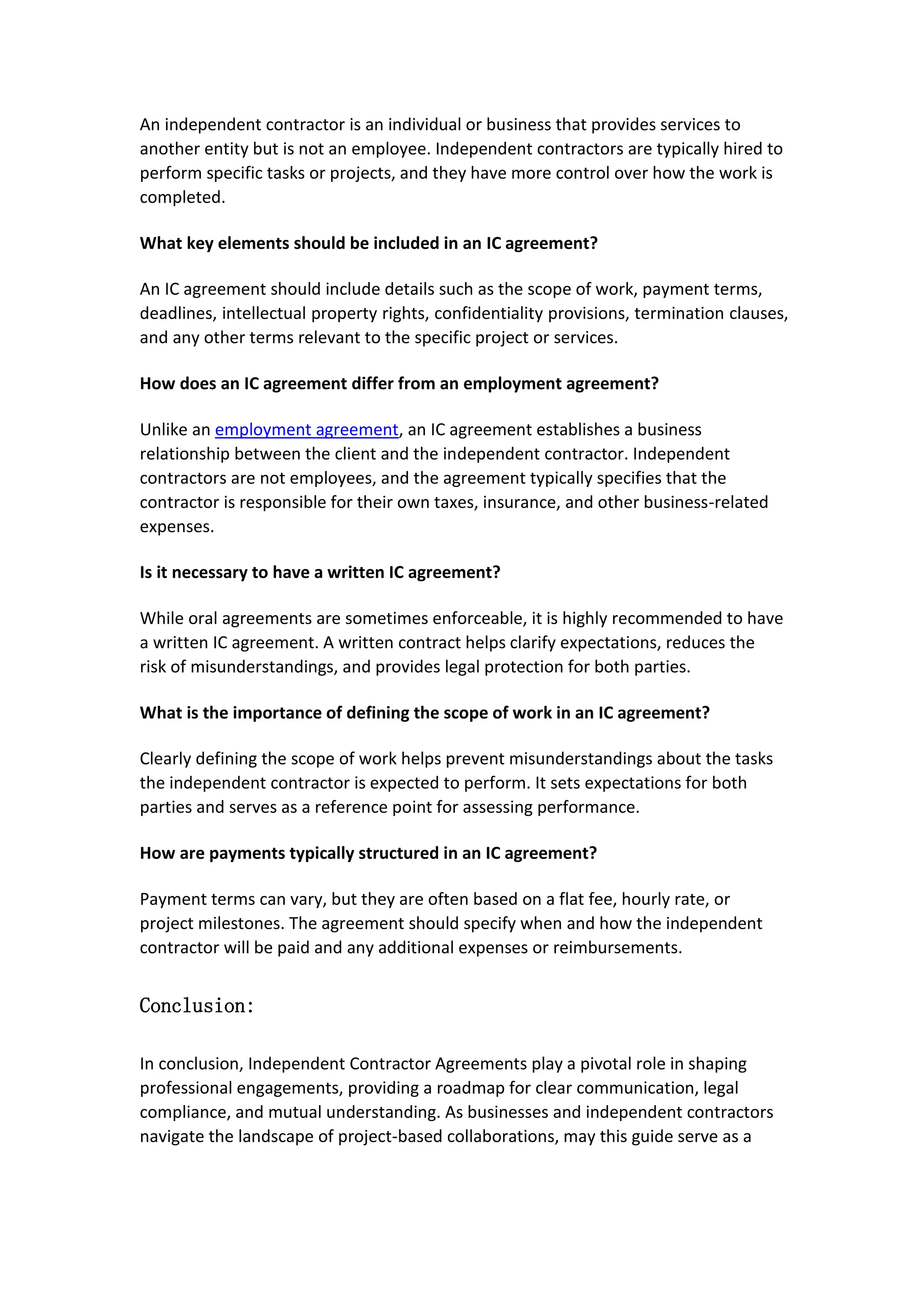 Ic Contract Example What Is an IC Agreement: A Complete Overview | DOC