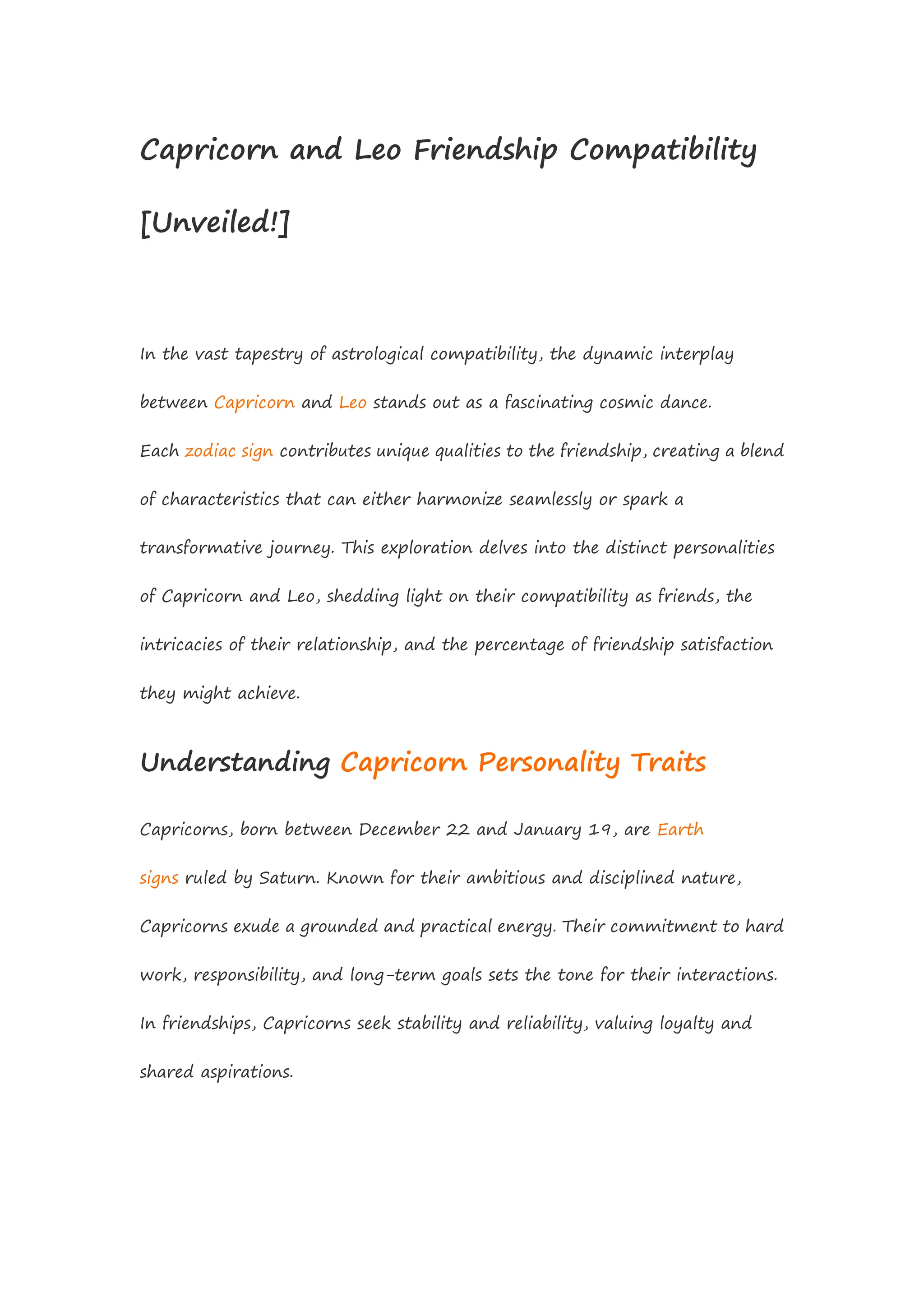 Capricorn and Leo Friendship Compatibility [Unveiled!] | DOC