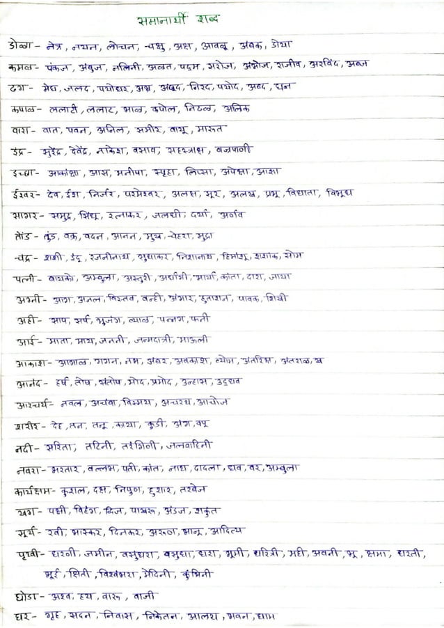 समानार्थी शब्द | PDF