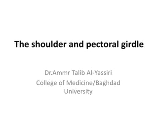 The shoulder and pectoral girdle
Dr.Ammr Talib Al-Yassiri
College of Medicine/Baghdad
University
 
