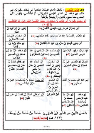 Page
13
of
67
0
1
‫ـ‬
ِ‫ة‬َ‫ر‬ ِ
‫ص‬ْ‫ب‬‫ه‬‫ت‬‫ال‬ ُ‫اب‬َ‫ت‬ِ‫ك‬
ِ‫ذ‬‫ا‬َ‫ت‬ْ‫س‬ُ ْ
‫اْل‬ ِ‫ام‬َ‫م‬ِْ
‫اْل‬ ُ‫يف‬ِ‫ل‬ْ‫أ‬َ‫ت‬ :
‫ي‬ِ‫ب‬َ‫أ‬ ِ‫ن‬ْ‫ب‬ ِ‫ي‬ِ‫ك‬َ‫م‬ ٍ‫د‬‫ه‬‫م‬َ‫ح‬ُ‫م‬ ‫ي‬ِ‫ب‬َ‫أ‬ ِ‫ة‬َ‫م‬ ‫ه‬
‫َل‬َ‫ع‬ْ‫ل‬‫ا‬
َ‫ي‬ِ‫ن‬‫ا‬َ‫ث‬ َ‫ي‬ِ‫ف‬ُ‫و‬ُ‫ت‬َ‫و‬ ،ِ‫ي‬ِ‫س‬ُ‫ل‬َ‫د‬ْ‫ن‬َ ْ
‫اْل‬ ‫ه‬‫م‬ُ‫ث‬ ،ِ‫ي‬ِ‫ن‬‫ا‬َ‫و‬َ‫ر‬ْ‫ي‬َ‫ق‬ْ‫ل‬‫ا‬ ِ‫ي‬ِ‫س‬ْ‫ي‬َ‫ق‬ْ‫ل‬‫ا‬ ٍ
‫ار‬َ‫ت‬ْ‫خ‬ُ‫م‬ ِ‫ن‬ْ‫ب‬ ِ‫د‬‫ه‬‫م‬َ‫ح‬ُ‫م‬ ِ‫ن‬ْ‫ب‬ ِ‫ب‬ِ‫ل‬‫ا‬َ‫ط‬
.َ‫ة‬َ‫ب‬ُ‫ط‬ْ‫ر‬ُ‫ق‬ِ‫ب‬ ٍ‫ة‬َ‫ئ‬‫ا‬ِ‫م‬ِ‫ع‬َ‫ب‬ْ‫ر‬َ‫أ‬َ‫و‬ َ‫ين‬ِ‫ث‬ َ
‫َل‬َ‫ث‬َ‫و‬ ٍ‫ع‬ْ‫ب‬َ‫س‬ َ‫ة‬َ‫ن‬َ‫س‬ ِ‫م‬‫ه‬‫ر‬َ‫ح‬ُ‫م‬ْ‫ل‬‫ا‬
ٍ‫د‬‫ه‬‫م‬َ‫ح‬ُ‫م‬ ‫و‬ُ‫ب‬َ‫أ‬
ُّ‫ي‬ِ‫س‬ُ‫ل‬َ‫د‬ْ‫ن‬َ ْ
‫اْل‬ ‫ه‬‫م‬ُ‫ث‬ ،ُّ‫ي‬ِ‫ن‬‫ا‬َ‫و‬َ‫ر‬ْ‫ي‬َ‫ق‬ْ‫ل‬‫ا‬ ُّ‫ي‬ِ‫س‬ْ‫ي‬َ‫ق‬ْ‫ل‬‫ا‬ ٍ
‫ار‬َ‫ت‬ْ‫خ‬ُ‫م‬ ِ‫ن‬ْ‫ب‬ ِ‫د‬‫ه‬‫م‬َ‫ح‬ُ‫م‬ ِ‫ن‬ْ‫ب‬ ِ‫ب‬ِ‫ل‬‫ا‬َ‫ط‬ ‫ي‬ِ‫ب‬َ‫أ‬ ِ‫ن‬ْ‫ب‬ ‫ي‬ِ‫ك‬َ‫م‬
(
437
)‫هـ‬
( ُّ‫ي‬ِ‫م‬ْ‫خ‬‫ه‬‫ل‬‫ال‬ َ‫ان‬َ‫م‬ْ‫ي‬َ‫ل‬ُ‫س‬ ُ‫ن‬ْ‫ب‬ ‫ى‬َ‫س‬‫و‬ُ‫م‬ َ‫ان‬َ‫ر‬ْ‫م‬ِ‫ع‬ ‫و‬ُ‫ب‬َ‫أ‬
‫ت‬
)
ِ‫ن‬ْ‫ب‬ َ‫م‬‫ي‬ِ‫ه‬‫ا‬َ‫ر‬ْ‫ب‬ِ‫إ‬ ُ‫ن‬ْ‫ب‬ ‫ى‬َ‫ي‬ْ‫ح‬َ‫ي‬
‫از‬‫ه‬‫ي‬َ‫ب‬ْ‫ل‬‫ا‬
َ‫ع‬ ُ‫ن‬ْ‫ب‬ ُ‫د‬َ‫م‬ْ‫ح‬َ‫أ‬ ِ
‫اس‬‫ه‬‫ب‬َ‫ع‬ْ‫ل‬‫ا‬ ‫و‬ُ‫ب‬َ‫أ‬
( ُّ‫ي‬ِ‫ب‬َ‫ص‬َ‫ق‬ْ‫ل‬‫ا‬ َ‫د‬َ‫م‬ْ‫ح‬َ‫أ‬ ِ‫ن‬ْ‫ب‬ ِ‫ن‬َ‫م‬ْ‫ح‬‫ه‬‫الر‬ ِ‫د‬ْ‫ب‬
‫ت‬
)
ُ‫ن‬ْ‫ب‬ ُّ‫ي‬ِ‫ل‬َ‫ع‬ ِ‫ن‬َ‫س‬َ‫ح‬ْ‫ل‬‫ا‬ ‫و‬ُ‫ب‬َ‫أ‬
ُّ‫ي‬ ِ
‫ار‬َ‫ص‬ْ‫ن‬َ ْ
‫اْل‬ َ‫د‬َ‫م‬ْ‫ح‬َ‫أ‬
( ُّ‫ي‬ِ‫ق‬ِ‫ف‬‫ا‬َ‫غ‬ْ‫ل‬‫ا‬ ِ ‫ه‬
‫َّللا‬ ِ‫د‬ْ‫ب‬َ‫ع‬ ِ‫ن‬ْ‫ب‬ ِ‫م‬ْ‫ز‬َ‫ح‬ ُ‫ن‬ْ‫ب‬ ُ‫ع‬َ‫س‬َ‫ي‬ْ‫ل‬‫ا‬ ‫ى‬َ‫ي‬ْ‫ح‬َ‫ي‬ ‫و‬ُ‫ب‬َ‫أ‬
‫ت‬
)
ُ‫ن‬ْ‫ب‬ ُ‫د‬‫ي‬ ِ
‫ز‬َ‫ي‬ ٍ‫د‬ِ‫ل‬‫ا‬َ‫خ‬ ‫و‬ُ‫ب‬َ‫أ‬
َ‫َة‬‫ع‬‫ا‬َ‫ف‬ ِ
‫ر‬
ُ‫ن‬ْ‫ب‬ ُ‫اث‬َ‫ي‬ِ‫غ‬ ِ‫د‬‫و‬ُ‫َّج‬ْ‫ل‬‫ا‬ ‫و‬ُ‫ب‬َ‫أ‬ ُ‫م‬‫ا‬َ‫م‬ِْ
‫اْل‬
( ُّ‫ي‬ِ‫م‬ْ‫خ‬‫ه‬‫ل‬‫ال‬ ٍ
‫س‬ ِ
‫ار‬َ‫ف‬
‫ت‬
)
ِ‫د‬ْ‫ب‬َ‫ع‬ ِ‫ن‬ْ‫ب‬ ِ‫ن‬َ‫م‬ْ‫ح‬‫ه‬‫الر‬ ِ‫د‬ْ‫ب‬َ‫ع‬ ِ‫م‬ِ‫س‬‫ا‬َ‫ق‬ْ‫ل‬‫ا‬ ‫و‬ُ‫ب‬َ‫أ‬
ِ‫ي‬ِ‫و‬‫ا‬َ‫ر‬ْ‫ف‬‫ه‬‫ص‬‫ال‬ َ‫ل‬‫ي‬ِ‫ع‬‫ا‬َ‫م‬ْ‫س‬ِ‫إ‬ ِ‫ن‬ْ‫ب‬ ِ‫د‬‫ي‬ ِ‫َّج‬َ‫م‬ْ‫ل‬‫ا‬
(
‫ت‬
)
ُ‫ن‬ْ‫ب‬ ِ ‫ه‬
‫َّللا‬ ُ‫د‬ْ‫ب‬َ‫ع‬ ٍ‫د‬‫ه‬‫م‬َ‫ح‬ُ‫م‬ ‫و‬ُ‫ب‬َ‫أ‬
ِ‫ن‬ْ‫ي‬َ‫س‬ُ‫ح‬ْ‫ل‬‫ا‬ ِ‫ن‬ْ‫ب‬ ِ‫د‬‫ه‬‫م‬َ‫ح‬ُ‫م‬
ُ‫اب‬‫ه‬‫َو‬‫ك‬ْ‫ل‬‫ا‬
ُ‫ن‬ْ‫ب‬ ُّ‫ي‬ِ‫ل‬َ‫ع‬ ِ‫ن‬َ‫س‬َ‫ح‬ْ‫ل‬‫ا‬ ‫و‬ُ‫ب‬َ‫أ‬ ُ‫ل‬‫ا‬َ‫م‬َ‫ك‬ْ‫ل‬‫ا‬
ِ‫ن‬ْ‫ب‬ ِ‫اع‬َ‫َّج‬ُ‫ش‬
ُ‫ير‬ ِ
‫ر‬‫ه‬‫ض‬‫ال‬ ٍ‫م‬ِ‫ل‬‫ا‬َ‫س‬
(
‫ت‬
)
ِ‫ن‬ْ‫ي‬َ‫س‬ُ‫ح‬ْ‫ل‬‫ا‬ ‫و‬ُ‫ب‬َ‫أ‬
َ‫د‬َ‫م‬ْ‫ح‬َ‫أ‬ ِ‫ن‬ْ‫ب‬ ‫ى‬َ‫ي‬ْ‫ح‬َ‫ي‬
ِ
‫يز‬ ِ
‫ز‬َ‫ع‬ْ‫ل‬‫ا‬ ِ‫د‬ْ‫ب‬َ‫ع‬ ِ‫ن‬ْ‫ب‬
ِ‫اف‬‫ه‬‫و‬‫ه‬‫ص‬‫ال‬ ‫بن‬
( ُّ‫ي‬ ِ
‫َر‬‫د‬ْ‫ن‬َ‫ك‬ْ‫س‬ِْ
‫اْل‬
‫ت‬
)
ِ‫د‬ْ‫ب‬َ‫ع‬ ٍ‫د‬‫ه‬‫م‬َ‫ح‬ُ‫م‬ ‫و‬ُ‫ب‬َ‫أ‬
ِ‫ي‬ِ‫ل‬َ‫ع‬ ِ‫ن‬ْ‫ب‬ ِ
‫ير‬ ِ
‫ص‬‫ه‬‫ن‬‫ال‬
‫ى‬َ‫ي‬ْ‫ح‬َ‫ي‬ ِ‫ن‬ْ‫ب‬
ِ‫ي‬ِ‫وط‬ُ‫ي‬ْ‫ر‬َ‫م‬ْ‫ل‬‫ا‬
ُ‫ن‬ْ‫ب‬ ُ‫د‬َ‫م‬ْ‫ح‬َ‫أ‬ ٍ
‫ر‬َ‫ف‬ْ‫ع‬َ‫ج‬ ‫و‬ُ‫ب‬َ‫أ‬
ِ‫ن‬ْ‫ب‬ ِ‫د‬‫ه‬‫م‬َ‫ح‬ُ‫م‬ ِ‫ن‬ْ‫ب‬ ِ‫ي‬ِ‫ل‬َ‫ع‬
ِ‫اع‬‫ه‬‫ب‬‫ه‬‫ط‬‫ال‬ ِ‫ن‬ْ‫ب‬ َ‫د‬َ‫م‬ْ‫ح‬َ‫أ‬
َ‫د‬َ‫م‬ْ‫ح‬َ‫أ‬ ِ‫ن‬ْ‫ب‬ ِ‫د‬‫ه‬‫م‬َ‫ح‬ُ‫م‬ ِ ‫ه‬
‫َّللا‬ ِ‫د‬ْ‫ب‬َ‫ع‬ ‫ي‬ِ‫ب‬َ‫أ‬
( ِ‫ي‬ ِ
‫ر‬ْ‫ص‬ِ‫م‬ْ‫ل‬‫ا‬
‫ت‬
)
ِ
‫اس‬‫ه‬‫ب‬َ‫ع‬ْ‫ل‬‫ا‬ ‫و‬ُ‫ب‬َ‫أ‬
ِ‫د‬ْ‫ب‬َ‫ع‬ ُ‫ن‬ْ‫ب‬ ُ‫د‬َ‫م‬ْ‫ح‬َ‫أ‬
ِ‫ن‬ْ‫ب‬ ِ
‫يز‬ ِ
‫ز‬َ‫ع‬ْ‫ل‬‫ا‬
‫ي‬ِ‫ب‬َ‫أ‬ ِ‫ن‬ْ‫ب‬ َ‫ف‬ُ‫س‬‫و‬ُ‫ي‬
ُّ‫ي‬ِ‫ن‬‫ا‬‫ه‬‫ر‬َ‫ح‬ْ‫ل‬‫ا‬ ِ
‫ز‬ِ‫ع‬ْ‫ل‬‫ا‬
‫و‬ُ‫ب‬َ‫أ‬
َ‫ان‬‫ه‬‫ي‬َ‫ح‬
ِ‫ن‬ْ‫ب‬ ِ‫ي‬ِ‫ل‬َ‫ع‬ ِ‫ن‬ْ‫ب‬ َ‫ف‬ُ‫س‬‫و‬ُ‫ي‬ ِ‫ن‬ْ‫ب‬ ِ‫د‬‫ه‬‫م‬َ‫ح‬ُ‫م‬
( ِ‫ي‬ِ‫س‬ُ‫ل‬َ‫د‬ْ‫ن‬َ ْ
‫اْل‬ َ‫ان‬‫ه‬‫ي‬َ‫ح‬
‫ت‬
)
ٍ‫د‬‫ه‬‫م‬َ‫ح‬ُ‫م‬ ‫و‬ُ‫ب‬َ‫أ‬
ِ‫ن‬َ‫م‬ْ‫ح‬‫ه‬‫الر‬ ُ‫د‬ْ‫ب‬َ‫ع‬
َ‫د‬َ‫م‬ْ‫ح‬َ‫أ‬ ِ‫ن‬ْ‫ب‬
( ُّ‫ي‬ِ‫ع‬ِ‫ف‬‫ها‬‫ش‬‫ال‬
‫ت‬
)
ِ ‫ه‬
‫َّللا‬ ِ‫د‬ْ‫ب‬َ‫ع‬ ‫و‬ُ‫ب‬َ‫أ‬
ِ‫ن‬ْ‫ب‬ ‫د‬‫ه‬‫م‬َ‫ح‬ُ‫م‬
ِ‫ن‬َ‫م‬ْ‫ح‬‫ه‬‫الر‬ ِ‫د‬ْ‫ب‬َ‫ع‬
( ُّ‫ي‬ِ‫ف‬َ‫ن‬َ‫ح‬ْ‫ل‬‫ا‬
‫ت‬
)
‫ي‬ِ‫ل‬‫ا‬َ‫ع‬َ‫م‬ْ‫ل‬‫ا‬ ‫و‬ُ‫ب‬َ‫أ‬
ِ‫ن‬ْ‫ب‬ ِ‫ي‬ِ‫ل‬َ‫ع‬ ِ‫ن‬ْ‫ب‬ َ‫د‬َ‫م‬ْ‫ح‬َ‫أ‬ ُ‫ن‬ْ‫ب‬ ُ‫د‬‫ه‬‫م‬َ‫ح‬ُ‫م‬
( ِ‫ان‬‫ه‬‫ب‬‫ه‬‫ل‬‫ال‬
‫ت‬
)
ُ‫ف‬ُ‫س‬‫و‬ُ‫ي‬ ُ‫ن‬ْ‫ب‬ ُ‫د‬‫ه‬‫م‬َ‫ح‬ُ‫م‬ ُ‫ن‬ْ‫ب‬ ُ‫د‬‫ه‬‫م‬َ‫ح‬ُ‫م‬ ،ِ‫ي‬ ِ
‫ر‬َ‫ز‬َ‫َّج‬ْ‫ل‬‫ا‬ ُ‫ن‬ْ‫ب‬‫ا‬ ِ
‫ر‬ْ‫ي‬َ‫خ‬ْ‫ل‬‫ا‬ ‫و‬ُ‫ب‬َ‫أ‬ ِ‫ين‬ِ‫د‬ْ‫ل‬‫ا‬ ُ‫س‬ْ‫َم‬‫ش‬
(
٨٣٣
)‫هـ‬
[
‫ت‬
/‫ت‬/
‫ك‬
‫ت‬/
]
 