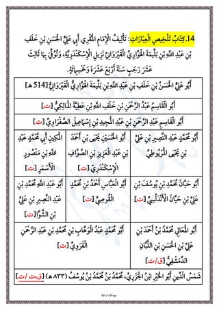 Page
17
of
67
4
1
‫ي‬ ‫ا‬َ‫ار‬َ‫ب‬‫ي‬‫ع‬‫ِل‬‫ل‬‫ا‬ ‫ي‬‫يص‬‫ي‬‫ا‬‫ِل‬ َ‫ل‬ ُ
‫اب‬َ ‫ي‬‫يف‬ ‫ذ‬
ٍّ
‫ي‬
‫ه‬َ‫ع‬ ‫ي‬
‫إل‬َ ‫ي‬‫ل‬‫ِل‬‫ق‬ُ‫ِل‬‫مل‬‫ا‬ ‫ي‬‫م‬‫ا‬َ‫م‬‫ي‬ ‫ِل‬ ‫ا‬ ُ
‫يف‬‫ي‬‫ل‬‫ِل‬‫ن‬َ‫ل‬ :
‫ي‬
‫ف‬َ َ
‫ن‬ ‫ي‬‫ن‬‫ِل‬‫ب‬ ‫ي‬‫ن‬ َ
‫س‬َ ‫ِل‬‫احل‬
َ
‫و‬‫ي‬‫ال‬َ‫ث‬ ‫ا‬َ ‫ي‬
‫هب‬ َ ِّ ُ‫و‬ُ‫ل‬َ‫و‬ ،‫ي‬‫ة‬َّ‫ي‬‫ي‬‫ر‬َ‫ِلد‬‫ن‬َ‫ا‬ ‫ِل‬
‫ة‬‫ي‬ ‫ِل‬ ‫ا‬ ‫ي‬ ‫ي‬‫ي‬ َ‫ن‬ ِّ
‫ي‬
‫اين‬َ‫و‬َ ‫ِل‬
‫ري‬َ‫ق‬‫ِل‬‫ل‬‫ا‬ ِّ ‫ي‬‫ار‬َّ‫و‬َ ‫ِل‬‫اْل‬ َ‫ة‬َ‫يم‬ِّ َ‫ب‬ ‫ي‬‫ن‬‫ِل‬‫ب‬‫ي‬
َّ
‫اَّلل‬ ‫ي‬‫د‬‫ِل‬‫ب‬َ‫ع‬ ‫ي‬‫ن‬‫ِل‬‫ب‬
.ٍ‫ة‬َ‫ر‬ ‫ي‬
‫ام‬ ‫ي‬‫س‬‫ِل‬ َ
‫َخ‬َ‫و‬ َ‫ة‬ َ ‫ِل‬
‫رش‬َ‫ع‬ َ‫م‬َ‫ب‬‫ِل‬‫ر‬َ َ‫ة‬َ‫ن‬ َ
‫ة‬ ٍ َ َ‫ر‬ َ َ
‫رش‬َ‫ع‬
ُ‫ب‬َ
‫و‬
َ
‫س‬َ ‫ِل‬‫احل‬ ٍّ
‫ي‬
‫ه‬َ‫ع‬
ُ‫ن‬
‫ي‬
َّ
‫اَّلل‬ ‫ي‬‫د‬‫ِل‬‫ب‬َ‫ع‬ ‫ي‬‫ن‬‫ِل‬‫ب‬ ‫ي‬
‫ف‬َ َ
‫ن‬ ‫ي‬‫ن‬‫ِل‬‫ب‬
ُّ ‫ي‬‫ار‬َّ‫و‬َ ‫ِل‬‫اْل‬ َ‫ة‬َ‫يم‬ِّ َ‫ب‬ ‫ي‬‫ن‬‫ِل‬‫ب‬
ُّ
‫ي‬
‫اين‬َ‫و‬َ ‫ِل‬
‫ري‬َ‫ق‬‫ِل‬‫ل‬‫ا‬
[
514
]‫ـه‬
ُّ‫ر‬‫ي‬‫ا‬‫ي‬‫َال‬‫ِل‬‫امل‬ َ‫ة‬َّ‫ي‬‫ي‬‫ط‬َ‫ع‬ ‫ي‬‫ن‬‫ِل‬‫ب‬‫ي‬
َّ
‫اَّلل‬ ‫ي‬
‫ف‬َ َ
‫ن‬ ‫ي‬‫ن‬‫ِل‬‫ب‬ ‫ي‬‫َن‬ ‫ِل‬
‫مح‬َّ‫الل‬ ُ‫د‬‫ِل‬‫ب‬َ‫ع‬ ُ
‫ي‬
‫اة‬َ‫ق‬‫ِل‬‫ل‬‫ا‬ ‫و‬ُ‫ب‬َ
[
]
ِّ ‫ي‬‫او‬َ‫ل‬‫ِل‬ َّ
‫الص‬ َ ‫ي‬‫ي‬‫ع‬ َ‫ام‬ ‫ِل‬
‫ة‬‫ي‬‫إ‬ ‫ي‬‫ن‬‫ِل‬‫ب‬ ‫ي‬‫يد‬‫ي‬‫َج‬‫ِل‬‫مل‬‫ا‬ ‫ي‬‫د‬‫ِل‬‫ب‬َ‫ع‬ ‫ي‬‫ن‬‫ِل‬‫ب‬ ‫ي‬‫َن‬ ‫ِل‬
‫مح‬َّ‫الل‬ ‫ي‬‫د‬‫ِل‬‫ب‬َ‫ع‬ ‫ي‬ ‫ي‬
‫اة‬َ‫ق‬‫ِل‬‫ل‬‫ا‬ ‫و‬ُ‫ب‬َ
[
]
‫و‬ُ‫ب‬َ
ِّ
‫ي‬
‫ه‬َ‫ع‬ ‫ي‬‫ن‬‫ِل‬‫ب‬ ‫ي‬‫ري‬ ‫ي‬
‫َّص‬‫ن‬‫ال‬ ‫ي‬‫د‬‫ِل‬‫ب‬َ‫ع‬ ٍ‫د‬َّ‫َم‬ ُ
‫حم‬
ِّ‫ر‬‫ي‬ ‫و‬ُ‫ي‬ ‫ِل‬‫َل‬‫ِل‬‫مل‬‫ا‬ ‫ى‬َ‫ي‬‫ِل‬ َ
‫َي‬ ‫ي‬‫ن‬‫ِل‬‫ب‬
َ‫َد‬ ‫ِل‬
‫مح‬َ ‫ي‬‫ن‬‫ِل‬‫ب‬ ‫ى‬َ‫ي‬‫ِل‬ َ
‫َي‬ ‫ي‬ ‫ِل‬
‫ني‬ َ
‫س‬ُ ‫ِل‬‫احل‬ ‫و‬ُ‫ب‬َ
‫ي‬
‫اف‬َّ‫و‬ َّ
‫الص‬ ‫ي‬‫ن‬‫ِل‬‫ب‬ ‫ي‬ ‫ي‬‫ي‬ َ‫ع‬‫ِل‬‫ل‬‫ا‬ ‫ي‬‫د‬‫ِل‬‫ب‬َ‫ع‬ ‫ي‬‫ن‬‫ِل‬‫ب‬
ّ ‫ي‬‫ر‬َ‫ِلد‬‫ن‬َ‫ا‬ ‫ِل‬
‫ة‬‫ي‬ ‫ِل‬ ‫ا‬
[
]
‫ي‬‫د‬‫ِل‬‫ب‬َ‫ع‬ ٍ‫د‬َّ‫َم‬ ُ
‫حم‬ ‫ي‬
‫إل‬َ ‫ي‬‫ني‬‫ي‬‫َا‬‫ِل‬‫مل‬‫ا‬
ٍ‫ور‬ ُ
‫ِلص‬‫ن‬َ‫م‬ ‫ي‬‫ن‬‫ِل‬‫ب‬‫ي‬
َّ
‫اَّلل‬
‫ي‬‫ل‬َ‫م‬ ‫ِل‬
‫ة‬َ ‫ِل‬
‫األ‬
[
]
‫و‬ُ‫ب‬َ
َّ‫ي‬ َ‫س‬
‫ي‬‫ن‬‫ِل‬‫ب‬ َ
‫ف‬ ُ
‫وة‬ُ‫ي‬ ‫ي‬‫ن‬‫ِل‬‫ب‬ ‫ي‬‫د‬َّ‫َم‬ ُ
‫حم‬ َ‫ان‬
[ ِّ
‫ي‬
‫س‬ُ‫ل‬َ‫د‬‫ِل‬‫ن‬َ ‫ِل‬
‫األ‬ َ‫ان‬َّ‫ي‬ َ‫س‬ ‫ي‬‫ن‬‫ِل‬‫ب‬ ِّ
‫ي‬
‫ه‬َ‫ع‬
]
ٍ‫د‬َّ‫َم‬ ُ
‫حم‬ ‫ي‬‫ن‬‫ِل‬‫ب‬ ُ‫َد‬ ‫ِل‬
‫مح‬َ ‫ي‬‫اس‬َّ‫ب‬َ‫ع‬‫ِل‬‫ل‬‫ا‬ ‫و‬ُ‫ب‬َ
ِّ
‫ي‬
‫وص‬ُ‫ق‬‫ِل‬‫ل‬‫ا‬
[
]
‫ي‬‫ن‬‫ِل‬‫ب‬ ‫ي‬‫د‬َّ‫َم‬ ُ
‫حم‬‫ي‬
َّ
‫اَّلل‬ ‫ي‬‫د‬‫ِل‬‫ب‬َ‫ع‬ ‫و‬ُ‫ب‬َ
ِّ
‫ي‬
‫ه‬َ‫ع‬ ‫ي‬‫ن‬‫ِل‬‫ب‬ ‫ي‬‫ري‬ ‫ي‬
‫َّص‬‫ن‬‫ال‬ ‫ي‬‫د‬‫ِل‬‫ب‬َ‫ع‬
‫ا‬َّ‫و‬ َّ
‫الش‬ ‫ي‬‫ن‬‫ِل‬‫ب‬
[
]
ُ‫ن‬‫ِل‬‫ب‬ ُ‫د‬َّ‫َم‬ ُ
‫حم‬ ‫ي‬
‫اد‬َ‫ع‬َ‫ِل‬‫مل‬‫ا‬ ‫و‬ُ‫ب‬َ
‫ي‬‫ن‬‫ِل‬‫ب‬ َ‫َد‬ ‫ِل‬
‫مح‬َ
‫ي‬‫ان‬َّ‫ب‬َّ ‫ال‬ ‫ي‬‫ن‬‫ِل‬‫ب‬ ‫ي‬‫ن‬ َ
‫س‬َ ‫ِل‬‫احل‬ ‫ي‬‫ن‬‫ِل‬‫ب‬ ِّ
‫ي‬
‫ه‬َ‫ع‬
[ ُّ‫ر‬‫ي‬‫ق‬ ‫ِل‬
‫ش‬َ‫م‬ِّ‫الد‬
/‫ق‬
]
‫ي‬‫َن‬ ‫ِل‬
‫مح‬َّ‫الل‬ ‫ي‬‫د‬‫ِل‬‫ب‬َ‫ع‬ ‫ي‬‫ن‬‫ِل‬‫ب‬ ‫ي‬‫د‬َّ‫َم‬ ُ
‫حم‬ ‫ي‬‫ن‬‫ِل‬‫ب‬ ‫ي‬
‫اب‬َّ َ‫و‬‫ِل‬‫ل‬‫ا‬ ُ‫د‬‫ِل‬‫ب‬َ‫ع‬ ٍ‫د‬َّ‫َم‬ ُ
‫حم‬ ‫و‬ُ‫ب‬َ
[ ِّ ‫ي‬‫و‬َ‫ل‬َ‫ق‬‫ِل‬‫ل‬‫ا‬
]
ُ
‫ف‬ ُ
‫وة‬ُ‫ي‬ ُ‫ن‬‫ِل‬‫ب‬ ُ‫د‬َّ‫َم‬ ُ
‫حم‬ ُ‫ن‬‫ِل‬‫ب‬ ُ‫د‬َّ‫َم‬ ُ
‫حم‬ ، ِّ ‫ي‬‫ر‬ َ َ ‫ِل‬ ‫ا‬ ُ‫ن‬‫ِل‬‫ب‬‫ا‬ ‫ي‬ ‫ِل‬
‫ري‬َ ‫ِل‬ ‫ا‬ ‫و‬ُ‫ب‬َ ‫ي‬‫ين‬ِّ‫د‬‫ِل‬‫ل‬‫ا‬ ُ
‫س‬‫ِل‬‫م‬ َ
‫ش‬
(
٨٣٣
)‫ـه‬
[
/ ،‫ق‬
]
 