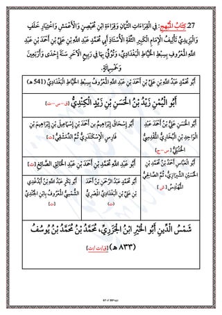 Page
30
of
67
27
‫ذ‬
‫ي‬
‫ج‬‫ي‬‫ه‬‫ِل‬‫ب‬ُ‫ِل‬‫مل‬‫ا‬ ُ
‫اب‬َ ‫ي‬‫يف‬
‫ي‬‫ن‬‫ِل‬‫ب‬‫ا‬ ‫ي‬‫ة‬َ‫ت‬‫ا‬َ‫ل‬‫ي‬
َ‫و‬ ‫ي‬‫ن‬ َ‫ام‬َّ‫ا‬‫ال‬ ‫ي‬ ‫ا‬َ‫ت‬‫ا‬َ‫ل‬‫ي‬‫ق‬‫ِل‬‫ل‬‫ا‬ ‫ي‬ :
ٍ
‫ف‬َ َ
‫ن‬ ‫ي‬‫ار‬َ‫ي‬‫ي‬ ‫ِل‬
‫ان‬َ‫و‬ ‫ي‬‫ش‬َ‫م‬‫ِل‬‫ع‬َ ‫ِل‬
‫األ‬َ‫و‬ ٍ‫ن‬ ‫ي‬
‫ص‬‫ِل‬‫ي‬َ ُ
‫حم‬
َ ‫ِل‬
‫مح‬َ ‫ي‬‫ن‬‫ِل‬‫ب‬ ِّ
‫ي‬
‫ه‬َ‫ع‬ ‫ي‬‫ن‬‫ِل‬‫ب‬‫ي‬
َّ
‫اَّلل‬ ‫ي‬‫د‬‫ِل‬‫ب‬َ‫ع‬ ٍ‫د‬َّ‫َم‬ ُ
‫حم‬ ‫ي‬
‫إل‬َ ‫ي‬ ‫ا‬َ ‫ِل‬
‫ة‬ُ ‫ِل‬
‫األ‬ ‫ي‬‫ة‬َ‫ق‬ِّ‫ا‬‫ال‬ ‫ي‬‫ري‬‫ي‬‫َب‬‫ا‬‫ِل‬‫ل‬‫ا‬ ‫ي‬‫م‬‫ا‬َ‫م‬‫ي‬ ‫ِل‬ ‫ا‬ ُ
‫يف‬‫ي‬‫ل‬‫ِل‬‫ن‬َ‫ل‬ ِّ
‫ي‬‫يد‬‫ي‬ َ‫ي‬‫ِل‬‫ل‬‫ا‬َ‫و‬
‫ي‬‫د‬‫ِل‬‫ب‬َ‫ع‬ ‫ي‬‫ن‬‫ِل‬‫ب‬ َ‫د‬
َ ِّ ُ‫و‬ُ‫ل‬َ‫و‬ ، ِّ
‫ي‬‫اا‬َ‫د‬‫ِل‬‫غ‬َ‫ب‬‫ِل‬‫ل‬‫ا‬ ‫ي‬‫اط‬َّ‫ي‬َ ‫ِل‬ ‫ا‬ ‫ي‬‫ط‬‫ِل‬‫ب‬ ‫ي‬‫س‬‫ي‬‫ب‬ ‫ي‬
‫وف‬ ُ‫ل‬‫ِل‬‫ع‬َ‫ِل‬‫مل‬‫ا‬‫ي‬
َّ
‫اَّلل‬
َ‫ني‬‫ي‬‫ع‬َ‫ب‬‫ِل‬‫ر‬َ َ‫و‬ ‫ى‬َ‫د‬ ‫ِل‬‫س‬‫ي‬‫إ‬ َ‫ة‬َ‫ن‬ َ
‫ة‬ ‫ي‬‫ل‬ َ
‫ن‬ ‫ِل‬
‫اْل‬ ٍ‫م‬‫ي‬‫ي‬‫ب‬َ‫ر‬ ‫ي‬ ‫ا‬َ ‫ي‬
‫هب‬
ٍ‫ة‬َ‫ر‬ ‫ي‬
‫ام‬ ‫ي‬‫س‬‫ِل‬ َ
‫َخ‬َ‫و‬
.
ُ‫ب‬َ
‫و‬
ُ‫د‬‫ِل‬‫ب‬َ‫ع‬ ٍ‫د‬َّ‫َم‬ ُ
‫حم‬
َ‫َد‬ ‫ِل‬
‫مح‬َ ‫ي‬‫ن‬‫ِل‬‫ب‬ ِّ
‫ي‬
‫ه‬َ‫ع‬ ‫ي‬‫ن‬‫ِل‬‫ب‬‫ي‬
َّ
‫اَّلل‬
ُ
‫وف‬ ُ‫ل‬‫ِل‬‫ع‬َ‫ِل‬‫مل‬‫ا‬‫ي‬
َّ
‫اَّلل‬ ‫ي‬‫د‬‫ِل‬‫ب‬َ‫ع‬ ‫ي‬‫ن‬‫ِل‬‫ب‬
ِّ
‫ي‬‫اا‬َ‫د‬‫ِل‬‫غ‬َ‫ب‬‫ِل‬‫ل‬‫ا‬ ‫ي‬‫اط‬َّ‫ي‬َ ‫ِل‬ ‫ا‬ ‫ي‬‫ط‬‫ِل‬‫ب‬ ‫ي‬‫س‬‫ي‬‫ب‬
(
541
)‫ـه‬
‫ي‬‫ن‬‫ِل‬‫م‬ُ‫ي‬‫ِل‬‫ل‬‫ا‬ ‫و‬ُ‫ب‬َ
ُّ
‫ي‬‫ِلد‬‫ن‬‫ي‬‫ا‬‫ِل‬‫ل‬‫ا‬ ٍ‫د‬‫ِل‬‫ي‬َ ‫ي‬‫ن‬‫ِل‬‫ب‬ ‫ي‬‫ن‬ َ
‫س‬َ ‫ِل‬‫احل‬ ُ‫ن‬‫ِل‬‫ب‬ ُ‫د‬‫ِل‬‫ي‬َ
[
‫ق‬
–
‫س‬
–
]
‫ي‬‫د‬‫ِل‬‫ب‬َ‫ع‬ َ‫َد‬ ‫ِل‬
‫مح‬َ ُ‫ن‬‫ِل‬‫ب‬ ُّ
‫ي‬
‫ه‬َ‫ع‬ ‫ي‬‫ن‬ َ
‫س‬َ ‫ِل‬‫احل‬ ‫و‬ُ‫ب‬َ
ُّ
‫ي‬
‫ِس‬‫ي‬‫د‬‫ِل‬‫ق‬َ‫ِل‬‫مل‬‫ا‬ ُّ ‫ي‬‫ار‬َ‫ا‬ُ‫ب‬‫ِل‬‫ل‬‫ا‬ ‫ي‬‫ن‬‫ِل‬‫ب‬ ‫ي‬‫د‬‫ي‬‫اس‬َ‫و‬‫ِل‬‫ل‬‫ا‬
ُّ
‫ي‬
‫ه‬َ‫ب‬‫ِل‬‫ن‬َ ‫ِل‬‫احل‬
[
‫س‬
–
‫ت‬
]
ُ‫ب‬َ
‫و‬
ُ ‫ي‬‫ي‬ ‫ا‬َ‫ل‬‫ِل‬‫ب‬‫ي‬‫إ‬ َ
‫اق‬َ‫ب‬ ‫ِل‬
‫ة‬‫ي‬‫إ‬
‫بن‬
‫ي‬‫ن‬‫ِل‬‫ب‬ َ ‫ي‬‫ي‬ ‫ا‬َ‫ل‬‫ِل‬‫ب‬‫ي‬‫إ‬ ‫ي‬‫ن‬‫ِل‬‫ب‬ َ ‫ي‬‫ي‬‫ع‬ َ‫ام‬ ‫ِل‬
‫ة‬‫ي‬‫إ‬ ‫ي‬‫ن‬‫ِل‬‫ب‬ َ‫َد‬ ‫ِل‬
‫مح‬َ
ُّ ‫ي‬‫ر‬َ‫ِلد‬‫ن‬َ‫ا‬ ‫ِل‬
‫ة‬‫ي‬ ‫ِل‬ ‫ا‬ ٍ‫س‬‫ي‬‫ار‬َ‫ف‬
ُّ‫ر‬‫ي‬‫ق‬ ‫ِل‬
‫ش‬َ‫م‬ِّ‫الد‬ َّ ُ‫ث‬
[
]
‫ي‬‫ن‬‫ِل‬‫ب‬ ‫ي‬‫د‬َّ‫َم‬ ُ
‫حم‬ ُ‫ن‬‫ِل‬‫ب‬ ُ‫َد‬ ‫ِل‬
‫مح‬َ ‫ي‬‫اس‬َّ‫ب‬َ‫ع‬‫ِل‬‫ل‬‫ا‬ ‫و‬ُ‫ب‬َ
ُّ‫ر‬‫ي‬ ‫ي‬
‫احل‬ َّ
‫الص‬ َّ ُ‫ث‬ ، ُّ ‫ي‬ ‫ا‬َ‫ري‬ ِّ
‫الش‬ ‫ي‬ ‫ِل‬
‫ني‬ َ
‫س‬ُ ‫ِل‬‫احل‬
ُ
‫س‬‫ي‬‫ِلد‬‫ن‬َ‫ه‬ُ‫ِل‬‫مل‬‫ا‬
[
‫ش‬
]
‫ي‬‫ث‬‫ي‬‫ار‬ َّ
‫الص‬ ‫ي‬
‫ي‬‫ي‬‫ال‬َ ‫ِل‬ ‫ا‬ ‫ي‬‫د‬‫ِل‬‫ب‬َ‫ع‬ ‫ي‬‫ن‬‫ِل‬‫ب‬ َ‫َد‬ ‫ِل‬
‫مح‬َ ‫ي‬‫ن‬‫ِل‬‫ب‬ ‫ي‬‫د‬َّ‫َم‬ ُ
‫حم‬‫ي‬
َّ
‫اَّلل‬ ‫ي‬‫د‬‫ِل‬‫ب‬َ‫ع‬ ‫و‬ُ‫ب‬َ
[
]
َ‫َد‬ ‫ِل‬
‫مح‬َ ُ‫ن‬‫ِل‬‫ب‬ ‫ي‬‫َن‬ ‫ِل‬
‫مح‬َّ‫الل‬ ُ‫د‬‫ِل‬‫ب‬َ‫ع‬ ٍ‫د‬َّ‫َم‬ ُ
‫حم‬ ‫و‬ُ‫ب‬َ
ُّ ‫ي‬ ‫ِل‬
‫ْص‬‫ي‬‫ِل‬‫مل‬‫ا‬ ِّ
‫ي‬‫اا‬َ‫د‬‫ِل‬‫غ‬َ‫ب‬‫ِل‬‫ل‬‫ا‬ ‫ي‬‫ن‬‫ِل‬‫ب‬ ِّ
‫ي‬
‫ه‬َ‫ع‬ ‫ي‬‫ن‬‫ِل‬‫ب‬
(
)
‫ي‬‫د‬‫ِل‬‫غ‬ُ‫د‬‫ِل‬‫ي‬َ ُ‫ن‬‫ِل‬‫ب‬‫ي‬
َّ
‫اَّلل‬ ُ‫د‬‫ِل‬‫ب‬َ‫ع‬ ٍ‫ِلل‬‫ا‬َ‫ب‬ ‫و‬ُ‫ب‬َ
ِّ
‫ي‬‫ِلد‬‫ن‬ُ ‫ِل‬ ‫ا‬ ‫ي‬‫ن‬‫ِل‬‫اب‬‫ي‬‫ب‬ ُ
‫وف‬ُ‫ل‬‫ِل‬‫ع‬َ‫ِل‬‫مل‬‫ا‬ ُّ
‫ي‬
‫س‬‫ِل‬‫م‬ ُّ
‫الش‬
[
]
، ِّ ‫ي‬‫ر‬ َ َ ‫ِل‬ ‫ا‬ ُ‫ن‬‫ِل‬‫ب‬‫ا‬ ‫ي‬ ‫ِل‬
‫ري‬َ ‫ِل‬ ‫ا‬ ‫و‬ُ‫ب‬َ ‫ي‬‫ين‬ِّ‫د‬‫ِل‬‫ل‬‫ا‬ ُ
‫س‬‫ِل‬‫م‬ َ
‫ش‬
ُ
‫ف‬ ُ
‫وة‬ُ‫ي‬ ُ‫ن‬‫ِل‬‫ب‬ ُ‫د‬َّ‫م‬َ ُ
‫حم‬ ُ‫ن‬‫ِل‬‫ب‬ ُ‫د‬َّ‫م‬َ ُ
‫حم‬
(
٨٣٣
)‫ـه‬
[
‫ق‬
/
/
]
 