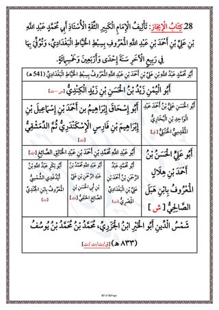 Page
31
of
67
28
‫ذ‬
‫ا‬َ‫جي‬‫ي‬ ‫ِل‬ ‫ا‬ ُ
‫اب‬َ ‫ي‬‫يف‬
‫ي‬
َّ
‫اَّلل‬ ‫ي‬‫د‬‫ِل‬‫ب‬َ‫ع‬ ٍ‫د‬َّ‫َم‬ ُ
‫حم‬ ‫ي‬
‫إل‬َ ‫ي‬ ‫ا‬َ ‫ِل‬
‫ة‬ُ ‫ِل‬
‫األ‬ ‫ي‬‫ة‬َ‫ق‬ِّ‫ا‬‫ال‬ ‫ي‬‫ري‬‫ي‬‫َب‬‫ا‬‫ِل‬‫ل‬‫ا‬ ‫ي‬‫م‬‫ا‬َ‫م‬‫ي‬ ‫ِل‬ ‫ا‬ ُ
‫يف‬‫ي‬‫ل‬‫ِل‬‫ن‬َ‫ل‬ :
‫ي‬‫اط‬َّ‫ي‬َ ‫ِل‬ ‫ا‬ ‫ي‬‫ط‬‫ِل‬‫ب‬ ‫ي‬‫س‬‫ي‬‫ب‬ ‫ي‬
‫وف‬ُ‫ل‬‫ِل‬‫ع‬َ‫ِل‬‫مل‬‫ا‬‫ي‬
َّ
‫اَّلل‬ ‫ي‬‫د‬‫ِل‬‫ب‬َ‫ع‬ ‫ي‬‫ن‬‫ِل‬‫ب‬ َ‫َد‬ ‫ِل‬
‫مح‬َ ‫ي‬‫ن‬‫ِل‬‫ب‬ ِّ
‫ي‬
‫ه‬َ‫ع‬ ‫ي‬‫ن‬‫ِل‬‫ب‬
‫ا‬َ ‫ي‬
‫هب‬ َ ِّ ُ‫و‬ُ‫ل‬َ‫و‬ ، ِّ
‫ي‬‫اا‬َ‫د‬‫ِل‬‫غ‬َ‫ب‬‫ِل‬‫ل‬‫ا‬
ٍ‫ة‬َ‫ر‬ ‫ي‬
‫ام‬ ‫ي‬‫س‬‫ِل‬ َ
‫َخ‬َ‫و‬ َ‫ني‬‫ي‬‫ع‬َ‫ب‬‫ِل‬‫ر‬َ َ‫و‬ ‫ى‬َ‫د‬ ‫ِل‬‫س‬‫ي‬‫إ‬ َ‫ة‬َ‫ن‬ َ
‫ة‬ ‫ي‬‫ل‬ َ
‫ن‬ ‫ِل‬
‫اْل‬ ٍ‫م‬‫ي‬‫ي‬‫ب‬َ‫ر‬ ‫ي‬
.
ُ‫ب‬َ
‫و‬
ُ‫د‬‫ِل‬‫ب‬َ‫ع‬ ٍ‫د‬َّ‫َم‬ ُ
‫حم‬
َ‫َد‬ ‫ِل‬
‫مح‬َ ‫ي‬‫ن‬‫ِل‬‫ب‬ ِّ
‫ي‬
‫ه‬َ‫ع‬ ‫ي‬‫ن‬‫ِل‬‫ب‬‫ي‬
َّ
‫اَّلل‬
ُ
‫وف‬ ُ‫ل‬‫ِل‬‫ع‬َ‫ِل‬‫مل‬‫ا‬‫ي‬
َّ
‫اَّلل‬ ‫ي‬‫د‬‫ِل‬‫ب‬َ‫ع‬ ‫ي‬‫ن‬‫ِل‬‫ب‬
ِّ
‫ي‬‫اا‬َ‫د‬‫ِل‬‫غ‬َ‫ب‬‫ِل‬‫ل‬‫ا‬ ‫ي‬‫اط‬َّ‫ي‬َ ‫ِل‬ ‫ا‬ ‫ي‬‫ط‬‫ِل‬‫ب‬ ‫ي‬‫س‬‫ي‬‫ب‬
(
541
)‫ـه‬
ُّ
‫ي‬‫ِلد‬‫ن‬‫ي‬‫ا‬‫ِل‬‫ل‬‫ا‬ ٍ‫د‬‫ِل‬‫ي‬َ ‫ي‬‫ن‬‫ِل‬‫ب‬ ‫ي‬‫ن‬ َ
‫س‬َ ‫ِل‬‫احل‬ ُ‫ن‬‫ِل‬‫ب‬ ُ‫د‬‫ِل‬‫ي‬َ ‫ي‬‫ن‬‫ِل‬‫م‬ُ‫ي‬‫ِل‬‫ل‬‫ا‬ ‫و‬ُ‫ب‬َ
[
‫س‬
–
]
ُّ
‫ي‬
‫ه‬َ‫ع‬ ‫ي‬‫ن‬ َ
‫س‬َ ‫ِل‬‫احل‬ ‫و‬ُ‫ب‬َ
َ‫َد‬ ‫ِل‬
‫مح‬َ ُ‫ن‬‫ِل‬‫ب‬
‫ي‬‫د‬‫ِل‬‫ب‬َ‫ع‬
‫ي‬‫د‬‫ي‬‫اس‬َ‫و‬‫ِل‬‫ل‬‫ا‬
ُّ ‫ي‬‫ار‬َ‫ا‬ُ‫ب‬‫ِل‬‫ل‬‫ا‬ ‫ي‬‫ن‬‫ِل‬‫ب‬
ُّ
‫ي‬
‫ِس‬‫ي‬‫د‬‫ِل‬‫ق‬َ‫ِل‬‫مل‬‫ا‬
ُّ
‫ي‬
‫ه‬َ‫ب‬‫ِل‬‫ن‬َ ‫ِل‬‫احل‬
[
‫ق‬
]
‫ي‬‫ن‬‫ِل‬‫ب‬ َ ‫ي‬‫ي‬‫ع‬ َ‫ام‬ ‫ِل‬
‫ة‬‫ي‬‫إ‬ ‫ي‬‫ن‬‫ِل‬‫ب‬ َ‫َد‬ ‫ِل‬
‫مح‬َ ‫بن‬ ُ ‫ي‬‫ي‬ ‫ا‬َ‫ل‬‫ِل‬‫ب‬‫ي‬‫إ‬ َ
‫اق‬َ‫ب‬ ‫ِل‬
‫ة‬‫ي‬‫إ‬ ‫و‬ُ‫ب‬َ
ُّ‫ر‬‫ي‬‫ق‬ ‫ِل‬
‫ش‬َ‫م‬ِّ‫الد‬ َّ ُ‫ث‬ ُّ ‫ي‬‫ر‬َ‫ِلد‬‫ن‬َ‫ا‬ ‫ِل‬
‫ة‬‫ي‬ ‫ِل‬ ‫ا‬ ٍ‫س‬‫ي‬‫ار‬َ‫ف‬ ‫ي‬‫ن‬‫ِل‬‫ب‬ َ ‫ي‬‫ي‬ ‫ا‬َ‫ل‬‫ِل‬‫ب‬‫ي‬‫إ‬
[
]
ُ‫ن‬‫ِل‬‫ب‬ ُ‫ن‬ َ
‫س‬َ ‫ِل‬‫احل‬ ٍّ
‫ي‬
‫ه‬َ‫ع‬ ‫و‬ُ‫ب‬َ
ٍ‫ل‬ َ
‫ال‬‫ي‬ ‫ي‬‫ن‬‫ِل‬‫ب‬ َ‫َد‬ ‫ِل‬
‫مح‬َ
َ َ‫ب‬َ ‫ي‬‫ن‬‫ِل‬‫ب‬‫ا‬‫ي‬‫ب‬ ُ
‫وف‬ ُ‫ل‬‫ِل‬‫ع‬َ‫ِل‬‫مل‬‫ا‬
ُّ‫ر‬‫ي‬ ‫ي‬
‫احل‬ َّ
‫الص‬
[
‫ش‬
]
‫ي‬
َّ
‫اَّلل‬ ‫ي‬‫د‬‫ِل‬‫ب‬َ‫ع‬ ‫و‬ُ‫ب‬َ
‫ي‬‫ث‬‫ي‬‫ار‬ َّ
‫الص‬ ‫ي‬
‫ي‬‫ي‬‫ال‬َ ‫ِل‬ ‫ا‬ ‫ي‬‫د‬‫ِل‬‫ب‬َ‫ع‬ ‫ي‬‫ن‬‫ِل‬‫ب‬ َ‫َد‬ ‫ِل‬
‫مح‬َ ‫ي‬‫ن‬‫ِل‬‫ب‬ ‫ي‬‫د‬َّ‫َم‬ ُ
‫حم‬
[
]
ُ‫د‬‫ِل‬‫ب‬َ‫ع‬ ٍ‫د‬َّ‫َم‬ ُ
‫حم‬ ‫و‬ُ‫ب‬َ
‫ي‬‫ن‬‫ِل‬‫ب‬ َ‫َد‬ ‫ِل‬
‫مح‬َ ُ‫ن‬‫ِل‬‫ب‬ ‫ي‬‫َن‬ ‫ِل‬
‫مح‬َّ‫الل‬
ِّ
‫ي‬‫اا‬َ‫د‬‫ِل‬‫غ‬َ‫ب‬‫ِل‬‫ل‬‫ا‬ ‫ي‬‫ن‬‫ِل‬‫ب‬ ِّ
‫ي‬
‫ه‬َ‫ع‬
ُّ ‫ي‬ ‫ِل‬
‫ْص‬‫ي‬‫ِل‬‫مل‬‫ا‬
(
)
ُ‫ن‬‫ِل‬‫ب‬ ُ‫د‬َّ‫َم‬ ُ
‫حم‬‫ي‬
َّ
‫اَّلل‬ ‫ي‬‫د‬‫ِل‬‫ب‬َ‫ع‬ ‫و‬ُ‫ب‬َ
ِّ
‫ي‬
‫ه‬َ‫ع‬ ‫ي‬‫ن‬‫ِل‬‫ب‬ ‫ي‬‫َن‬ ‫ِل‬
‫مح‬ َّ‫الل‬ ‫ي‬‫د‬‫ِل‬‫ب‬َ‫ع‬
‫ي‬‫ن‬‫ِل‬‫ب‬ ‫ي‬‫ن‬ َ
‫س‬َ ‫ِل‬‫احل‬ ‫ي‬
‫إل‬َ ‫ي‬‫ن‬‫ِل‬‫ب‬
ُّ‫ر‬‫ي‬ َ‫ن‬َ‫حل‬‫ا‬ ‫ي‬‫ث‬‫ي‬‫ار‬ َّ
‫الص‬
[
]
ُ‫ن‬‫ِل‬‫ب‬‫ي‬
َّ
‫اَّلل‬ ُ‫د‬‫ِل‬‫ب‬َ‫ع‬ ٍ‫ِلل‬‫ا‬َ‫ب‬ ‫و‬ُ‫ب‬َ
ُّ
‫ي‬
‫س‬‫ِل‬‫م‬ ُّ
‫الش‬ ‫ي‬‫د‬‫ِل‬‫غ‬ُ‫د‬‫ِل‬‫ي‬َ
ِّ
‫ي‬‫ِلد‬‫ن‬ُ ‫ِل‬ ‫ا‬ ‫ي‬‫ن‬‫ِل‬‫اب‬‫ي‬‫ب‬ ُ
‫وف‬ُ‫ل‬‫ِل‬‫ع‬َ‫ِل‬‫مل‬‫ا‬
[
]
ُ‫ن‬‫ِل‬‫ب‬‫ا‬ ‫ي‬ ‫ِل‬
‫ري‬َ ‫ِل‬ ‫ا‬ ‫و‬ُ‫ب‬َ ‫ي‬‫ين‬ِّ‫د‬‫ِل‬‫ل‬‫ا‬ ُ
‫س‬‫ِل‬‫م‬ َ
‫ش‬
ُ
‫ف‬ ُ
‫وة‬ُ‫ي‬ ُ‫ن‬‫ِل‬‫ب‬ ُ‫د‬َّ‫م‬َ ُ
‫حم‬ ُ‫ن‬‫ِل‬‫ب‬ ُ‫د‬َّ‫م‬َ ُ
‫حم‬ ، ِّ ‫ي‬‫ر‬ َ َ ‫ِل‬ ‫ا‬
(
٨٣٣
)‫ـه‬
[
‫ق‬
/
/ /
]
 