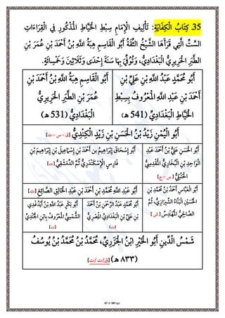 Page
38
of
67
35
‫ذ‬
‫ي‬‫ة‬َ‫ي‬‫ا‬َ ‫ي‬‫ا‬‫ِل‬‫ل‬‫ا‬ ُ
‫اب‬َ ‫ي‬‫يف‬
:
‫ي‬ ‫ا‬َ‫ت‬‫ا‬َ‫ل‬‫ي‬‫ق‬‫ِل‬‫ل‬‫ا‬ ‫ي‬ ‫ي‬‫ور‬ُ‫يف‬‫ِل‬‫َر‬‫ِل‬‫مل‬‫ا‬ ‫ي‬‫اط‬َّ‫ي‬َ ‫ِل‬ ‫ا‬ ‫ي‬‫ط‬‫ِل‬‫ب‬ ‫ي‬
‫ة‬ ‫ي‬‫م‬‫ا‬َ‫م‬‫ي‬ ‫ِل‬ ‫ا‬ ‫ي‬
‫يف‬‫ي‬‫ل‬‫ِل‬‫ن‬َ‫ل‬
‫ر‬‫ي‬ َّ‫ل‬‫ا‬ ِّ
‫ت‬ ِّ
‫الس‬
‫ي‬‫ن‬‫ِل‬‫ب‬ َ‫ل‬َ‫م‬ُ‫ع‬ ‫ي‬‫ن‬‫ِل‬‫ب‬ َ‫َد‬ ‫ِل‬
‫مح‬َ ُ‫ن‬‫ِل‬‫ب‬ ‫ي‬
َّ
‫اَّلل‬ ُ‫ة‬َ‫ب‬‫ي‬ ‫ي‬ ‫ي‬
‫اة‬َ‫ق‬‫ِل‬‫ل‬‫ا‬ ‫و‬ُ‫ب‬َ ُ‫ة‬َ‫ق‬ِّ‫ا‬‫ال‬ ُ
‫خ‬‫ِل‬‫ي‬ َّ
‫الش‬ ‫ا‬َ َ َ‫ل‬َ
.ٍ‫ة‬َ‫ر‬‫ا‬ ‫ي‬‫س‬‫ِل‬ َ
‫َخ‬َ‫و‬ َ‫ني‬‫ي‬‫ث‬ َ
‫ال‬َ‫ث‬َ‫و‬ ‫ى‬َ‫د‬ ‫ِل‬‫س‬‫ي‬‫إ‬ َ‫ة‬َ‫ن‬ َ
‫ة‬ ‫ا‬َ ‫ي‬
‫هب‬ َ ِّ ُ‫و‬ُ‫ل‬َ‫و‬ ، ُّ
‫ي‬‫اا‬َ‫د‬‫ِل‬‫غ‬َ‫ب‬‫ِل‬‫ل‬‫ا‬ ُّ ‫ي‬‫يل‬‫ي‬‫ل‬َ ‫ِل‬‫احل‬ ‫ي‬ َ
‫رب‬َّ‫ط‬‫ال‬
ُ‫ب‬َ
‫و‬
ُ‫د‬‫ِل‬‫ب‬َ‫ع‬ ٍ‫د‬َّ‫م‬َ ُ
‫حم‬
‫ي‬‫ن‬‫ِل‬‫ب‬ ِّ
‫ي‬
‫ه‬َ‫ع‬ ‫ي‬‫ن‬‫ِل‬‫ب‬‫ي‬
َّ
‫اَّلل‬
ُ
‫وف‬ ُ‫ل‬‫ِل‬‫ع‬َ‫ِل‬‫مل‬‫ا‬‫ي‬
َّ
‫اَّلل‬ ‫ي‬‫د‬‫ِل‬‫ب‬َ‫ع‬ ‫ي‬‫ن‬‫ِل‬‫ب‬ َ‫َد‬ ‫ِل‬
‫مح‬َ
‫ي‬‫ط‬‫ِل‬‫ب‬ ‫ي‬‫س‬‫ي‬‫ب‬
ِّ
‫ي‬‫اا‬َ‫د‬‫ِل‬‫غ‬َ‫ب‬‫ِل‬‫ل‬‫ا‬ ‫ي‬‫اط‬َّ‫ي‬َ ‫ِل‬ ‫ا‬
(
541
‫ـه‬
)
‫ي‬‫ن‬‫ِل‬‫ب‬ َ‫َد‬ ‫ِل‬
‫مح‬َ ُ‫ن‬‫ِل‬‫ب‬‫ي‬
َّ
‫اَّلل‬ ُ‫ة‬َ‫ب‬‫ي‬ ‫ي‬ ‫ي‬
‫اة‬َ‫ق‬‫ِل‬‫ل‬‫ا‬ ‫و‬ُ‫ب‬َ
ُّ ‫ي‬‫يل‬‫ي‬‫ل‬َ ‫ِل‬‫احل‬ ‫ي‬ َ
‫رب‬َّ‫ط‬‫ال‬ ‫ي‬‫ن‬‫ِل‬‫ب‬ َ‫ل‬َ‫م‬ُ‫ع‬
ُّ
‫ي‬‫اا‬َ‫د‬‫ِل‬‫غ‬َ‫ب‬‫ِل‬‫ل‬‫ا‬
(
531
)‫ـه‬
ُّ
‫ي‬‫ِلد‬‫ن‬‫ي‬‫ا‬‫ِل‬‫ل‬‫ا‬ ٍ‫د‬‫ِل‬‫ي‬َ ‫ي‬‫ن‬‫ِل‬‫ب‬ ‫ي‬‫ن‬ َ
‫س‬َ ‫ِل‬‫احل‬ ُ‫ن‬‫ِل‬‫ب‬ ُ‫د‬‫ِل‬‫ي‬َ ‫ي‬‫ن‬‫ِل‬‫م‬ُ‫ي‬‫ِل‬‫ل‬‫ا‬ ‫و‬ُ‫ب‬َ
[
‫ق‬
–
‫س‬
–
]
‫ي‬‫د‬‫ِل‬‫ب‬َ‫ع‬ َ‫َد‬ ‫ِل‬
‫مح‬َ ُ‫ن‬‫ِل‬‫ب‬ ُّ
‫ي‬
‫ه‬َ‫ع‬ ‫ي‬‫ن‬ َ
‫س‬َ ‫ِل‬‫احل‬ ‫و‬ُ‫ب‬َ
ُّ
‫ي‬
‫ِس‬‫ي‬‫د‬‫ِل‬‫ق‬َ‫ِل‬‫مل‬‫ا‬ ُّ ‫ي‬‫ار‬َ‫ا‬ُ‫ب‬‫ِل‬‫ل‬‫ا‬ ‫ي‬‫ن‬‫ِل‬‫ب‬ ‫ي‬‫د‬‫ي‬‫اس‬َ‫و‬‫ِل‬‫ل‬‫ا‬
ُّ
‫ي‬
‫ه‬َ‫ب‬‫ِل‬‫ن‬َ ‫ِل‬‫احل‬
[
‫س‬
–
‫ت‬
]
ُ‫ب‬َ
‫و‬
ُ ‫ي‬‫ي‬ ‫ا‬َ‫ل‬‫ِل‬‫ب‬‫ي‬‫إ‬ َ
‫اق‬َ‫ب‬ ‫ِل‬
‫ة‬‫ي‬‫إ‬
‫بن‬
‫ي‬‫ن‬‫ِل‬‫ب‬ َ ‫ي‬‫ي‬‫ع‬ َ‫ام‬ ‫ِل‬
‫ة‬‫ي‬‫إ‬ ‫ي‬‫ن‬‫ِل‬‫ب‬ َ‫َد‬ ‫ِل‬
‫مح‬َ
‫ي‬‫ن‬‫ِل‬‫ب‬ َ ‫ي‬‫ي‬ ‫ا‬َ‫ل‬‫ِل‬‫ب‬‫ي‬‫إ‬
ُّ ‫ي‬‫ر‬َ‫ِلد‬‫ن‬َ‫ا‬ ‫ِل‬
‫ة‬‫ي‬ ‫ِل‬ ‫ا‬ ٍ‫س‬‫ي‬‫ار‬َ‫ف‬
ُّ‫ر‬‫ي‬‫ق‬ ‫ِل‬
‫ش‬َ‫م‬ِّ‫الد‬ َّ ُ‫ث‬
[
]
‫ي‬‫ن‬‫ِل‬‫ب‬ ‫ي‬‫د‬َّ‫َم‬ ُ
‫حم‬ ُ‫ن‬‫ِل‬‫ب‬ ُ‫َد‬ ‫ِل‬
‫مح‬َ ‫ي‬‫اس‬َّ‫ب‬َ‫ع‬‫ِل‬‫ل‬‫ا‬ ‫و‬ُ‫ب‬َ
‫ي‬ ‫ِل‬
‫ني‬ َ
‫س‬ُ ‫ِل‬‫احل‬
ُ‫ت‬‫َّا‬‫ن‬َ‫ب‬‫ِل‬‫ل‬‫ا‬
َّ ُ‫ث‬ ، ُّ ‫ي‬ ‫ا‬َ‫ري‬ ِّ
‫الش‬
ُ
‫س‬‫ي‬‫ِلد‬‫ن‬َ‫ه‬ُ‫ِل‬‫مل‬‫ا‬ ُّ‫ر‬‫ي‬ ‫ي‬
‫احل‬ َّ
‫الص‬
[
‫ش‬
]
‫ي‬‫د‬‫ِل‬‫ب‬َ‫ع‬ ‫ي‬‫ن‬‫ِل‬‫ب‬ َ‫َد‬ ‫ِل‬
‫مح‬َ ‫ي‬‫ن‬‫ِل‬‫ب‬ ‫ي‬‫د‬َّ‫َم‬ ُ
‫حم‬‫ي‬
َّ
‫اَّلل‬ ‫ي‬‫د‬‫ِل‬‫ب‬َ‫ع‬ ‫و‬ُ‫ب‬َ
‫ي‬‫ث‬‫ي‬‫ار‬ َّ
‫الص‬ ‫ي‬
‫ي‬‫ي‬‫ال‬َ ‫ِل‬ ‫ا‬
[
]
َ‫َد‬ ‫ِل‬
‫مح‬َ ُ‫ن‬‫ِل‬‫ب‬ ‫ي‬‫َن‬ ‫ِل‬
‫مح‬َّ‫الل‬ ُ‫د‬‫ِل‬‫ب‬َ‫ع‬ ٍ‫د‬َّ‫َم‬ ُ
‫حم‬ ‫و‬ُ‫ب‬َ
ُّ ‫ي‬ ‫ِل‬
‫ْص‬‫ي‬‫ِل‬‫مل‬‫ا‬ ِّ
‫ي‬‫اا‬َ‫د‬‫ِل‬‫غ‬َ‫ب‬‫ِل‬‫ل‬‫ا‬ ‫ي‬‫ن‬‫ِل‬‫ب‬ ِّ
‫ي‬
‫ه‬َ‫ع‬ ‫ي‬‫ن‬‫ِل‬‫ب‬
(
)
‫ي‬‫د‬‫ِل‬‫غ‬ُ‫د‬‫ِل‬‫ي‬َ ُ‫ن‬‫ِل‬‫ب‬‫ي‬
َّ
‫اَّلل‬ ُ‫د‬‫ِل‬‫ب‬َ‫ع‬ ٍ‫ِلل‬‫ا‬َ‫ب‬ ‫و‬ُ‫ب‬َ
ِّ
‫ي‬‫ِلد‬‫ن‬ُ ‫ِل‬ ‫ا‬ ‫ي‬‫ن‬‫ِل‬‫اب‬‫ي‬‫ب‬ ُ
‫وف‬ُ‫ل‬‫ِل‬‫ع‬َ‫ِل‬‫مل‬‫ا‬ ُّ
‫ي‬
‫س‬‫ِل‬‫م‬ ُّ
‫الش‬
[
]
‫و‬ُ‫ب‬َ ‫ي‬‫ين‬ِّ‫د‬‫ِل‬‫ل‬‫ا‬ ُ
‫س‬‫ِل‬‫م‬ َ
‫ش‬
ُ
‫ف‬ ُ
‫وة‬ُ‫ي‬ ُ‫ن‬‫ِل‬‫ب‬ ُ‫د‬َّ‫م‬َ ُ
‫حم‬ ُ‫ن‬‫ِل‬‫ب‬ ُ‫د‬َّ‫م‬َ ُ
‫حم‬ ، ِّ ‫ي‬‫ر‬ َ َ ‫ِل‬ ‫ا‬ ُ‫ن‬‫ِل‬‫ب‬‫ا‬ ‫ي‬ ‫ِل‬
‫ري‬َ ‫ِل‬ ‫ا‬
(
٨٣٣
)‫ـه‬
[
‫ق‬
/
/
]
 