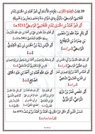 Page
41
of
67
39
ُ
‫اب‬َ ‫ي‬‫يف‬ ‫ذ‬
‫ى‬َ ‫ِل‬
‫ُرب‬‫ا‬‫ِل‬‫ل‬‫ا‬ ‫ي‬‫ة‬َ‫ي‬‫ا‬َ ‫ي‬‫ا‬‫ِل‬‫ل‬‫ا‬
ٍ‫ار‬َ‫ِلد‬‫ن‬ُ‫ب‬ ‫ي‬ ‫ِل‬
‫ني‬ َ
‫س‬ُ ‫ِل‬‫احل‬ ‫ي‬‫ن‬‫ِل‬‫ب‬ ‫ي‬‫د‬َّ‫َم‬ ُ
‫حم‬ ِّ ‫ي‬‫ع‬‫ِل‬‫ل‬‫ا‬ ‫ي‬
‫إل‬َ ‫ي‬ ‫ا‬َ ‫ِل‬
‫ة‬ُ ‫ِل‬
‫األ‬ ‫ي‬‫م‬‫ا‬َ‫م‬‫ي‬ ‫ِل‬
‫إل‬‫ي‬‫ل‬ ،
‫ي‬ ‫ا‬َ ‫ي‬
‫هب‬ َ ِّ ُ‫و‬ُ‫ل‬َ‫و‬ ، ِّ‫ر‬‫ي‬‫ط‬ ‫ي‬
‫اة‬َ‫و‬‫ِل‬‫ل‬‫ا‬ ِّ
‫ي‬
‫س‬‫ي‬‫ن‬ َ
‫ال‬َ‫ق‬‫ِل‬‫ل‬‫ا‬
.ٍ‫ة‬َ‫ر‬ ‫ي‬
‫ام‬ ‫ي‬‫س‬‫ِل‬ َ
‫َخ‬َ‫و‬ َ‫ن‬‫ي‬ ‫ي‬ ‫ِل‬
‫رش‬‫ي‬‫ع‬َ‫و‬ ‫ى‬َ‫د‬ ‫ِل‬‫س‬‫ي‬‫إ‬ َ‫ة‬َ‫ن‬ َ
‫ة‬ ٍ‫ال‬َّ‫و‬ َ
‫ش‬
[ ُّ‫ر‬‫ي‬‫ط‬ ‫ي‬
‫اة‬َ‫و‬‫ِل‬‫ل‬‫ا‬ ُّ
‫ي‬
‫س‬‫ي‬‫ن‬ َ
‫ال‬َ‫ق‬‫ِل‬‫ل‬‫ا‬ ٍ‫ار‬َ‫ِلد‬‫ن‬ُ‫ب‬ ‫ي‬ ‫ِل‬
‫ني‬ َ
‫س‬ُ ‫ِل‬‫احل‬ ‫ي‬‫ن‬‫ِل‬‫ب‬ ‫د‬َّ‫م‬َ ُ
‫حم‬ ِّ ‫ي‬‫ع‬‫ِل‬‫ل‬‫ا‬ ‫و‬ُ‫ب‬َ
521
]‫ـه‬
‫ي‬‫ور‬ ُ
‫ِلص‬‫ن‬َ‫م‬ ُ‫ن‬‫ِل‬‫ب‬‫ي‬
َّ
‫اَّلل‬ ُ‫د‬‫ِل‬‫ب‬َ‫ع‬ ٍ‫ِلل‬‫ا‬َ‫ب‬ ‫و‬ُ‫ب‬َ
ِّ
‫ي‬
‫ين‬ َّ
‫ال‬‫ي‬ ‫ا‬َ‫ب‬‫ِل‬‫ل‬‫ا‬ ‫ي‬‫ن‬‫ِل‬‫ب‬ َ‫ان‬َ‫ل‬‫ِل‬‫م‬‫ي‬‫ع‬ ‫ي‬‫ن‬‫ِل‬‫ب‬
[ ُّ‫ر‬‫ي‬‫ط‬ ‫ي‬
‫اة‬َ‫و‬‫ِل‬‫ل‬‫ا‬
/‫س‬
]
َ ُ
‫حم‬ ‫و‬ُ‫ب‬َ
ُ
‫وف‬ ُ‫ل‬‫ِل‬‫ع‬َ‫ِل‬‫مل‬‫ا‬‫ي‬
َّ
‫اَّلل‬ ‫ي‬‫د‬‫ِل‬‫ب‬َ‫ع‬ ‫ي‬‫ن‬‫ِل‬‫ب‬ َ‫َد‬ ‫ِل‬
‫مح‬َ ‫ي‬‫ن‬‫ِل‬‫ب‬ ِّ
‫ي‬
‫ه‬َ‫ع‬ ‫ي‬‫ن‬‫ِل‬‫ب‬‫ي‬
َّ
‫اَّلل‬ ُ‫د‬‫ِل‬‫ب‬َ‫ع‬ ٍ‫د‬َّ‫م‬
( ِّ
‫ي‬‫اا‬َ‫د‬‫ِل‬‫غ‬َ‫ب‬‫ِل‬‫ل‬‫ا‬ ‫ي‬‫اط‬َّ‫ي‬َ ‫ِل‬ ‫ا‬ ‫ي‬‫ط‬‫ِل‬‫ب‬ ‫ي‬‫س‬‫ي‬‫ب‬
541
)‫ـه‬
[
]
ُّ
‫ي‬‫ِلد‬‫ن‬‫ي‬‫ا‬‫ِل‬‫ل‬‫ا‬ ٍ‫د‬‫ِل‬‫ي‬َ ‫ي‬‫ن‬‫ِل‬‫ب‬ ‫ي‬‫ن‬ َ
‫س‬َ ‫ِل‬‫احل‬ ُ‫ن‬‫ِل‬‫ب‬ ُ‫د‬‫ِل‬‫ي‬َ ‫ي‬‫ن‬‫ِل‬‫م‬ُ‫ي‬‫ِل‬‫ل‬‫ا‬ ‫و‬ُ‫ب‬َ
[
]
‫ي‬‫ن‬ َ
‫س‬َ ‫ِل‬‫احل‬ ‫ي‬
‫إل‬َ ُ‫ن‬‫ِل‬‫ب‬ ُ ‫ِل‬
‫ني‬ َ
‫س‬ُ ‫ِل‬‫احل‬‫ي‬
َّ
‫اَّلل‬ ‫ي‬‫د‬‫ِل‬‫ب‬َ‫ع‬ ‫و‬ُ‫ب‬َ
‫ي‬‫ن‬‫ِل‬‫ب‬
[ ُّ‫ر‬‫ي‬‫ط‬ ‫ي‬
‫اة‬َ‫و‬‫ِل‬‫ل‬‫ا‬ ُّ‫ر‬‫ي‬‫ب‬ِّ‫ي‬َّ‫ط‬‫ال‬ ٍ
‫ت‬‫ي‬‫اب‬َ‫ث‬
/‫س‬
]
‫ي‬‫ن‬‫ِل‬‫ب‬ َ ‫ي‬‫ي‬ ‫ا‬َ‫ل‬‫ِل‬‫ب‬‫ي‬‫إ‬ ‫ي‬‫ن‬‫ِل‬‫ب‬ َ ‫ي‬‫ي‬‫ع‬ َ‫ام‬ ‫ِل‬
‫ة‬‫ي‬‫إ‬ ‫ي‬‫ن‬‫ِل‬‫ب‬ َ‫َد‬ ‫ِل‬
‫مح‬َ ‫بن‬ ُ ‫ي‬‫ي‬ ‫ا‬َ‫ل‬‫ِل‬‫ب‬‫ي‬‫إ‬ َ
‫اق‬َ‫ب‬ ‫ِل‬
‫ة‬‫ي‬‫إ‬ ‫و‬ُ‫ب‬َ
[ ُّ
‫ر‬‫ي‬‫ق‬ ‫ِل‬
‫ش‬َ‫م‬ِّ‫الد‬ َّ ُ‫ث‬ ُّ ‫ي‬‫ر‬َ‫ِلد‬‫ن‬َ‫ا‬ ‫ِل‬
‫ة‬‫ي‬ ‫ِل‬ ‫ا‬ ٍ‫س‬‫ي‬‫ار‬َ‫ف‬
]
َ‫ل‬َ‫م‬ُ‫ع‬ ‫ي‬‫ن‬‫ِل‬‫ب‬ َ ‫ي‬‫ي‬ ‫ا‬َ‫ل‬‫ِل‬‫ب‬‫ي‬‫إ‬ ُ‫ن‬‫ِل‬‫ب‬ ُ‫َد‬ ‫ِل‬
‫مح‬َ ‫ي‬‫اس‬َّ‫ب‬َ‫ع‬‫ِل‬‫ل‬‫ا‬ ‫و‬ُ‫ب‬َ
‫ي‬
‫ت‬َ‫ل‬َ ‫ِل‬‫ل‬‫ا‬ ‫ي‬‫ن‬‫ِل‬‫ب‬
ُّ‫ر‬‫ي‬‫ع‬‫ي‬‫اف‬ َّ
‫الش‬ ُّ‫ر‬‫ي‬‫وث‬ُ‫ار‬َ ‫ِل‬‫ل‬‫ا‬
[
‫س‬
/
]
‫ي‬
‫ي‬‫ي‬‫ال‬َ ‫ِل‬ ‫ا‬ ‫ي‬‫د‬‫ِل‬‫ب‬َ‫ع‬ ‫ي‬‫ن‬‫ِل‬‫ب‬ َ‫َد‬ ‫ِل‬
‫مح‬َ ‫ي‬‫ن‬‫ِل‬‫ب‬ ‫ي‬‫د‬َّ‫م‬َ ُ
‫حم‬‫ي‬
َّ
‫اَّلل‬ ‫ي‬‫د‬‫ِل‬‫ب‬َ‫ع‬ ‫و‬ُ‫ب‬َ
[ ‫ي‬‫ث‬‫ي‬‫ار‬ َّ
‫الص‬
]
ُ‫ن‬‫ِل‬‫ب‬ ُ‫ل‬َ‫م‬ُ‫ع‬ ٍ‫ص‬‫ِل‬ َ‫س‬ ‫و‬ُ‫ب‬َ
ٍ‫د‬َ‫ي‬ ‫ِل‬ َ‫م‬
ُّ ِّ
‫ي‬‫ِل‬‫مل‬‫ا‬ َّ ُ‫ث‬ ، ُّ‫ر‬‫ي‬‫اغ‬َ‫َل‬‫ِل‬‫مل‬‫ا‬
ُ‫د‬‫ِل‬‫ب‬َ‫ع‬ ٍ‫د‬َّ‫َم‬ ُ
‫حم‬ ‫و‬ُ‫ب‬َ
‫ي‬‫ن‬‫ِل‬‫ب‬ َ‫َد‬ ‫ِل‬
‫مح‬َ ُ‫ن‬‫ِل‬‫ب‬ ‫ي‬‫َن‬ ‫ِل‬
‫مح‬َّ‫الل‬
‫ي‬‫ن‬‫ِل‬‫ب‬ ِّ
‫ي‬
‫ه‬َ‫ع‬
ِّ
‫ي‬‫اا‬َ‫د‬‫ِل‬‫غ‬َ‫ب‬‫ِل‬‫ل‬‫ا‬
( ُّ ‫ي‬ ‫ِل‬
‫ْص‬‫ي‬‫ِل‬‫مل‬‫ا‬
)
ُ‫ن‬‫ِل‬‫ب‬ ُ‫د‬َّ‫َم‬ ُ
‫حم‬‫ي‬
َّ
‫اَّلل‬ ‫ي‬‫د‬‫ِل‬‫ب‬َ‫ع‬ ‫و‬ُ‫ب‬َ
ِّ
‫ي‬
‫ه‬َ‫ع‬ ‫ي‬‫ن‬‫ِل‬‫ب‬ ‫ي‬‫َن‬ ‫ِل‬
‫مح‬َّ‫الل‬ ‫ي‬‫د‬‫ِل‬‫ب‬َ‫ع‬
‫ي‬‫ن‬‫ِل‬‫ب‬ ‫ي‬‫ن‬ َ‫س‬َ ‫ِل‬‫احل‬ ‫ي‬
‫إل‬َ ‫ي‬‫ن‬‫ِل‬‫ب‬
[ ُّ‫ر‬‫ي‬ َ‫ن‬َ ‫ِل‬‫احل‬ ‫ي‬‫ث‬‫ي‬‫ار‬ َّ
‫الص‬
]
ُ‫ن‬‫ِل‬‫ب‬‫ي‬
َّ
‫اَّلل‬ ُ‫د‬‫ِل‬‫ب‬َ‫ع‬ ٍ‫ِلل‬‫ا‬َ‫ب‬ ‫و‬ُ‫ب‬َ
ُّ
‫ي‬
‫س‬‫ِل‬‫م‬ ُّ
‫الش‬ ‫ي‬‫د‬‫ِل‬‫غ‬ُ‫د‬‫ِل‬‫ي‬َ
‫ي‬‫ن‬‫ِل‬‫اب‬‫ي‬‫ب‬ ُ
‫وف‬ُ‫ل‬‫ِل‬‫ع‬َ‫ِل‬‫مل‬‫ا‬
[ ِّ
‫ي‬‫ِلد‬‫ن‬ُ ‫ِل‬ ‫ا‬
]
( ُ
‫ف‬ ُ
‫وة‬ُ‫ي‬ ُ‫ن‬‫ِل‬‫ب‬ ُ‫د‬َّ‫َم‬ ُ
‫حم‬ ُ‫ن‬‫ِل‬‫ب‬ ُ‫د‬َّ‫َم‬ ُ
‫حم‬ ، ِّ ‫ي‬‫ر‬ َ َ ‫ِل‬ ‫ا‬ ُ‫ن‬‫ِل‬‫ب‬‫ا‬ ‫ي‬ ‫ِل‬
‫ري‬َ ‫ِل‬ ‫ا‬ ‫و‬ُ‫ب‬َ ‫ي‬‫ين‬ِّ‫د‬‫ِل‬‫ل‬‫ا‬ ُ
‫س‬‫ِل‬‫م‬ َ
‫ش‬
٨٣٣
)‫ـه‬
[
/ / /‫ق‬
]
 