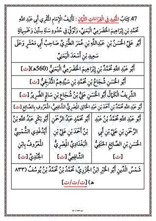 Page
49
of
67
47
ُ
‫اب‬َ ‫ي‬‫يف‬ ‫ذ‬
‫ي‬ ‫ا‬َ‫ت‬‫ا‬َ‫ل‬‫ي‬‫ق‬‫ِل‬‫ل‬‫ا‬ ‫ي‬ ‫ي‬‫يد‬‫ي‬
ُ‫ِل‬‫مل‬‫ا‬
‫ي‬‫ن‬ َ‫ام‬َّ‫ا‬‫ال‬
‫ي‬
َّ
‫اَّلل‬ ‫ي‬‫د‬‫ِل‬‫ب‬َ‫ع‬ ‫ي‬
‫إل‬َ ‫ي‬‫ل‬‫ِل‬‫ق‬ُ‫ِل‬‫مل‬‫ا‬ ‫ي‬‫م‬‫ا‬َ‫م‬‫ي‬ ‫ِل‬ ‫ا‬ ُ
‫يف‬‫ي‬‫ل‬‫ِل‬‫ن‬َ‫ل‬ :
ٍ‫ة‬َ‫ر‬ ‫ي‬
‫ام‬ ‫ي‬‫س‬‫ِل‬ َ
‫َخ‬َ‫و‬ َ‫ني‬ِّ ‫ي‬
‫ة‬ ‫ي‬‫َة‬‫ن‬ َ
‫ة‬ ‫ي‬‫وا‬ُ‫د‬ ُ‫س‬ ‫ي‬
َ ِّ ُ‫و‬ُ‫ل‬َ‫و‬ ، ِّ‫ر‬‫ي‬‫ن‬َ‫م‬َ‫ي‬‫ِل‬‫ل‬‫ا‬ ِّ‫ر‬‫ي‬‫م‬ َ ‫ِل‬
‫ّض‬َ ‫ِل‬‫احل‬ َ ‫ي‬‫ي‬ ‫ا‬َ‫ل‬‫ِل‬‫ب‬‫ي‬‫إ‬ ‫ي‬‫ن‬‫ِل‬‫ب‬ ‫ي‬‫د‬َّ‫َم‬ ُ
‫حم‬
ُ‫ب‬َ
‫و‬
ُ‫ن‬ َ
‫س‬َ ‫ِل‬‫احل‬ ِّ
‫ي‬
‫ه‬َ‫ع‬
‫ي‬‫ه‬َّ ‫ال‬‫ي‬‫د‬‫ِل‬‫ب‬َ‫ع‬ ‫ي‬‫ن‬‫ِل‬‫ب‬
ُ
‫ي‬‫اس‬ َ ِّ ‫ي‬ َ
‫رب‬َّ‫ط‬‫ال‬ َ‫ل‬َ‫م‬ُ‫ع‬ ‫ي‬‫ن‬‫ِل‬‫ب‬
َ
‫ىل‬َ‫ع‬َ‫و‬ ٍ َ
‫رش‬‫ِل‬‫ع‬َ‫م‬ ‫ي‬
‫إل‬َ
ِّ‫ر‬‫ي‬‫ن‬َ‫م‬َ‫ي‬‫ِل‬‫ل‬‫ا‬ َ‫د‬َ‫ع‬ ‫ِل‬
‫ة‬َ ‫ي‬‫ن‬‫ِل‬‫ب‬ ‫ي‬‫يد‬‫ي‬‫ع‬ َ
‫ة‬
ُ‫ب‬َ
‫و‬
‫د‬َّ‫م‬َ ُ
‫حم‬‫ي‬
َّ
‫اَّلل‬ ‫ي‬‫د‬‫ِل‬‫ب‬َ‫ع‬
ُّ‫ر‬‫ي‬‫م‬ َ ‫ِل‬
‫ّض‬َ ‫ِل‬‫احل‬ َ ‫ي‬‫ي‬ ‫ا‬َ‫ل‬‫ِل‬‫ب‬‫ي‬‫إ‬ ‫ي‬‫ن‬‫ِل‬‫ب‬
ُّ‫ر‬‫ي‬‫ن‬َ‫م‬َ‫ي‬‫ِل‬‫ل‬‫ا‬
(
560
)‫ـه‬
[
]
ُّ‫ر‬‫ي‬ ‫ي‬ ‫ِل‬‫د‬ُ‫ِل‬‫مل‬‫ا‬ ُ
‫ي‬ ‫ي‬‫د‬ِّ‫ي‬ َ
‫ة‬ ‫ي‬‫ن‬‫ِل‬‫ب‬ ‫ي‬‫د‬َّ‫م‬َ ُ
‫حم‬ ‫ي‬‫ن‬‫ِل‬‫ب‬ ُ‫اع‬َ‫ج‬ ُ
‫ش‬ ‫ي‬‫ن‬ َ
‫س‬َ ‫ِل‬‫احل‬ ‫و‬ُ‫ب‬َ
[
]
ُ
‫يف‬ ‫ي‬ َّ
‫الرش‬
ُ‫يل‬ ‫ي‬ َّ
‫الّض‬ٍ‫ي‬‫اَل‬ َ
‫ة‬ ‫ي‬‫ن‬‫ِل‬‫ب‬ ‫ي‬‫ع‬‫ا‬َ‫ج‬ ُ
‫ش‬ ُ‫ن‬‫ِل‬‫ب‬ ُّ
‫ي‬
‫ه‬َ‫ع‬ ‫ي‬‫ن‬ َ
‫س‬َ ‫ِل‬‫احل‬ ‫و‬ُ‫ب‬َ ُ
‫ل‬ َ‫َام‬‫ا‬‫ِل‬‫ل‬‫ا‬
[
]
‫ي‬‫ث‬‫ي‬‫ار‬ َّ
‫الص‬‫ي‬‫ب‬ ‫ي‬
‫وف‬ُ‫ل‬‫ِل‬‫ع‬َ‫ِل‬‫مل‬‫ا‬ ، ُّ‫ر‬‫ي‬‫ع‬‫ي‬‫اف‬ َّ
‫الش‬ ُّ ‫ي‬ ‫ِل‬
‫ْص‬‫ي‬‫ِل‬‫مل‬‫ا‬ ‫ي‬
‫ي‬‫ي‬‫ال‬َ ‫ِل‬ ‫ا‬ ‫ي‬‫د‬‫ِل‬‫ب‬َ‫ع‬ ‫ي‬‫ن‬‫ِل‬‫ب‬ َ‫َد‬ ‫ِل‬
‫مح‬َ ‫ي‬‫ن‬‫ِل‬‫ب‬ ‫د‬َّ‫َم‬ ُ
‫حم‬‫ي‬
َّ
‫اَّلل‬ ‫ي‬‫د‬‫ِل‬‫ب‬َ‫ع‬ ‫و‬ُ‫ب‬َ
[
]
‫ي‬‫د‬‫ِل‬‫ب‬َ‫ع‬ ُ‫ن‬‫ِل‬‫ب‬ ُ‫د‬َّ‫م‬َ ُ
‫حم‬‫ي‬
َّ
‫اَّلل‬ ‫ي‬‫د‬‫ِل‬‫ب‬َ‫ع‬ ‫و‬ُ‫ب‬َ
‫ي‬
‫إل‬َ ‫ي‬‫ن‬‫ِل‬‫ب‬ ِّ
‫ي‬
‫ه‬َ‫ع‬ ‫ي‬‫ن‬‫ِل‬‫ب‬ ‫ي‬‫َن‬ ‫ِل‬
‫مح‬َّ‫الل‬
ُّ‫ر‬‫ي‬ َ‫ن‬َ‫حل‬‫ا‬ ‫ي‬‫ث‬‫ي‬‫ار‬ َّ
‫الص‬ ‫ي‬‫ن‬‫ِل‬‫ب‬ ‫ي‬‫ن‬ َ
‫س‬َ ‫ِل‬‫احل‬
[
]
‫ي‬‫َن‬ ‫ِل‬
‫مح‬ َّ‫الل‬ ُ‫د‬‫ِل‬‫ب‬َ‫ع‬ ٍ‫د‬َّ‫م‬َ ُ
‫حم‬ ‫و‬ُ‫ب‬َ
‫ي‬‫ن‬‫ِل‬‫ب‬ ِّ
‫ي‬
‫ه‬َ‫ع‬ ‫ي‬‫ن‬‫ِل‬‫ب‬ َ‫َد‬ ‫ِل‬
‫مح‬َ ُ‫ن‬‫ِل‬‫ب‬
ُّ ‫ي‬ ‫ِل‬
‫ْص‬‫ي‬‫ِل‬‫مل‬‫ا‬ ِّ
‫ي‬‫اا‬َ‫د‬‫ِل‬‫غ‬َ‫ب‬‫ِل‬‫ل‬‫ا‬
ُّ‫ر‬‫ي‬‫ع‬‫ي‬‫اف‬ َّ
‫الش‬
[
]
‫ا‬ ُ‫د‬‫ِل‬‫ب‬َ‫ع‬ ٍ‫ِلل‬‫ا‬َ‫ب‬ ‫و‬ُ‫ب‬َ
ُ‫ن‬‫ِل‬‫ب‬‫ي‬
َّ
‫َّلل‬
ُّ
‫ي‬
‫س‬‫ِل‬‫م‬ ُّ
‫الش‬ ‫ي‬‫د‬‫ِل‬‫غ‬ُ‫د‬‫ِل‬‫ي‬َ
‫ي‬‫ن‬‫ِل‬‫ب‬‫ا‬‫ي‬‫ب‬ ُ
‫وف‬ُ‫ل‬‫ِل‬‫ع‬َ‫ِل‬‫مل‬‫ا‬
ِّ
‫ي‬‫ِلد‬‫ن‬ُ ‫ِل‬ ‫ا‬
[
]
( ُ
‫ف‬ ُ
‫وة‬ُ‫ي‬ ُ‫ن‬‫ِل‬‫ب‬ ُ‫د‬َّ‫م‬َ ُ
‫حم‬ ُ‫ن‬‫ِل‬‫ب‬ ُ‫د‬َّ‫م‬َ ُ
‫حم‬ ، ِّ ‫ي‬‫ر‬ َ َ ‫ِل‬ ‫ا‬ ُ‫ن‬‫ِل‬‫ب‬‫ا‬ ‫ي‬ ‫ِل‬
‫ري‬َ ‫ِل‬ ‫ا‬ ‫و‬ُ‫ب‬َ ‫ي‬‫ين‬ِّ‫د‬‫ِل‬‫ل‬‫ا‬ ُ
‫س‬‫ِل‬‫م‬ َ
‫ش‬
٨٣٣
)‫ـه‬
[
/ /
]
 