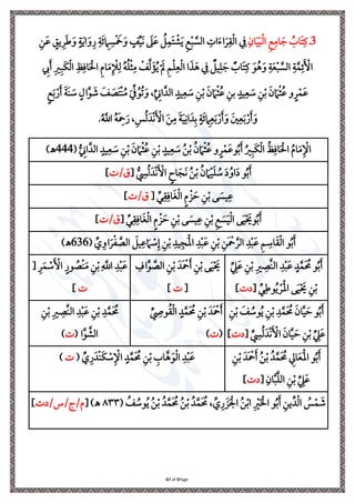 Page
5
of
67
3
‫ي‬‫ان‬َ‫ي‬َ‫ب‬‫ِل‬‫ل‬‫ا‬ ‫ي‬‫م‬‫ي‬‫ام‬ َ ُ
‫اب‬َ ‫ي‬‫يف‬ ‫ذ‬
‫ي‬
‫ي‬‫ن‬َ‫ع‬ ٍ
‫يي‬‫ي‬‫ل‬َ َ‫و‬ ٍ‫ة‬َ‫ي‬‫ا‬َ‫و‬‫ي‬‫ر‬ ‫ي‬‫ة‬َ‫ر‬ ‫ي‬
‫ام‬ ‫ي‬‫س‬‫ِل‬ َ
‫َخ‬َ‫و‬ ٍ
‫ف‬ِّ‫ي‬َ‫ن‬ َ
‫ىل‬َ‫ع‬ ُ ‫ي‬‫م‬َ ‫ِل‬
‫ش‬َ‫ي‬ ‫ي‬‫م‬‫ِل‬‫ب‬ َّ
‫الس‬ ‫ي‬ ‫ا‬َ‫ت‬‫ا‬َ‫ل‬‫ي‬‫ق‬‫ِل‬‫ل‬‫ا‬
‫ي‬‫ري‬‫ي‬‫َب‬‫ا‬‫ِل‬‫ل‬‫ا‬ ‫ي‬‫ظ‬‫ي‬‫اف‬َ ‫ِل‬‫احل‬ ‫ي‬‫م‬‫ا‬َ‫م‬‫ي‬ ‫ِل‬
‫إل‬‫ي‬‫ل‬ ُ‫ه‬ُ ‫ِل‬‫ا‬‫ي‬‫م‬ ‫ِل‬
‫ف‬َّ‫ل‬َ‫ؤ‬ُ‫ي‬‫ِل‬ َ‫َل‬ ‫ي‬ ‫ِل‬ ‫ي‬‫ع‬‫ِل‬‫ل‬‫ا‬ ‫ا‬َ‫ر‬َ
‫ي‬ ‫ي‬‫ي‬
َ ‫اب‬َ ‫ي‬‫يف‬ َ‫و‬ُ َ‫و‬ ‫ي‬‫ة‬َ‫ع‬‫ِل‬‫ب‬ َّ
‫الس‬ ‫ي‬‫ة‬َّ‫م‬‫ي‬‫ر‬َ ‫ِل‬
‫األ‬
‫ي‬
‫إل‬َ
ٍ‫يد‬‫ي‬‫ع‬ َ
‫ة‬ ‫ي‬‫ن‬‫ِل‬‫ب‬ َ‫ن‬ َ‫ام‬‫ِل‬‫ا‬ُ‫ع‬ ‫و‬ٍ‫ل‬‫ِل‬‫م‬َ‫ع‬
‫ب‬
‫ي‬‫ن‬
ٍ‫يد‬‫ي‬‫ع‬ َ
‫ة‬ ‫ي‬‫ن‬‫ِل‬‫ب‬ َ‫ن‬ َ‫ام‬‫ِل‬‫ا‬ُ‫ع‬
ٍ‫م‬َ‫ب‬‫ِل‬‫ر‬َ َ‫ة‬َ‫ن‬ َ
‫ة‬ ٍ‫ال‬َّ‫و‬ َ
‫ش‬ َ
‫ف‬ َ
‫ص‬َ ‫ِل‬‫ن‬ُ‫م‬ َ ِّ ُ‫و‬ُ‫ل‬َ‫و‬ ،ِّ
‫ي‬
‫اين‬َّ‫الد‬
.ُ َّ
‫اَّلل‬ ُ‫ه‬َ ‫ي‬
‫مح‬َ‫ر‬ ،‫ي‬‫س‬ُ‫ل‬َ‫د‬‫ِل‬‫ن‬َ ‫ِل‬
‫األ‬ َ‫ن‬‫ي‬‫م‬ َ‫ة‬َ‫ي‬‫ي‬‫ان‬َ‫د‬‫ي‬‫ب‬ ٍ‫ة‬َ‫ر‬ ‫ي‬
‫ام‬‫ي‬‫ع‬َ‫ب‬‫ِل‬‫ر‬َ َ‫و‬ َ‫ني‬‫ي‬‫ع‬َ‫ب‬‫ِل‬‫ر‬َ َ‫و‬
‫ي‬‫ن‬‫ِل‬‫ب‬ َ‫ن‬ َ‫ام‬‫ِل‬‫ا‬ُ‫ع‬ ‫ي‬‫ن‬‫ِل‬‫ب‬ ٍ‫يد‬‫ي‬‫ع‬ َ
‫ة‬ ُ‫ن‬‫ِل‬‫ب‬ ُ‫ن‬ َ‫ام‬‫ِل‬‫ا‬ُ‫ع‬ ‫و‬ٍ‫ل‬‫ِل‬‫م‬َ‫ع‬‫و‬ُ‫ب‬َ ُ‫ري‬‫ي‬‫َب‬‫ا‬‫ِل‬‫ل‬‫ا‬ ُ‫ظ‬‫ي‬‫اف‬َ ‫ِل‬‫احل‬ ُ‫م‬‫ا‬َ‫م‬‫ي‬ ‫ِل‬ ‫ا‬
( ُّ
‫ي‬
‫اين‬َّ‫الد‬ ٍ‫يد‬‫ي‬‫ع‬ َ
‫ة‬
444
)‫ـه‬
[ ُّ
‫ي‬
‫س‬ُ‫ل‬َ‫د‬‫ِل‬‫ن‬َ ‫ِل‬
‫األ‬ ٍ
‫اح‬َ‫ج‬َ‫ن‬ ُ‫ن‬‫ِل‬‫ب‬ ُ‫ن‬ َ‫ام‬‫ِل‬‫ي‬َ ُ
‫ة‬ َ‫ا‬ُ‫او‬َ‫ا‬ ‫و‬ُ‫ب‬َ
/‫ق‬
]
ِّ‫ر‬‫ي‬‫ق‬‫ي‬‫اف‬َ‫غ‬‫ِل‬‫ل‬‫ا‬ ٍ‫م‬ ‫ِل‬ َ‫س‬ ‫ي‬‫ن‬‫ِل‬‫ب‬ ‫ى‬ َ
‫يس‬‫ي‬‫ع‬
[
/‫ق‬
]
‫و‬ُ‫ب‬َ
ِّ‫ر‬‫ي‬‫ق‬‫ي‬‫اف‬َ‫غ‬‫ِل‬‫ل‬‫ا‬ ٍ‫م‬ ‫ِل‬ َ‫س‬ ‫ي‬‫ن‬‫ِل‬‫ب‬ ‫ى‬ َ
‫يس‬‫ي‬‫ع‬ ‫ي‬‫ن‬‫ِل‬‫ب‬ ‫ي‬‫م‬ َ
‫س‬َ‫ي‬‫ِل‬‫ل‬‫ا‬ ‫ى‬َ‫ي‬‫ِل‬ َ
‫َي‬
[
/‫ق‬
]
‫ي‬‫د‬‫ِل‬‫ب‬َ‫ع‬ ‫ي‬‫ن‬‫ِل‬‫ب‬ ‫ي‬‫َن‬ ‫ِل‬
‫مح‬َّ‫الل‬ ‫ي‬‫د‬‫ِل‬‫ب‬َ‫ع‬ ‫ي‬ ‫ي‬
‫اة‬َ‫ق‬‫ِل‬‫ل‬‫ا‬ ‫و‬ُ‫ب‬َ
ِّ ‫ي‬‫او‬َ‫ل‬‫ِل‬ َّ
‫الص‬ َ ‫ي‬‫ي‬‫ع‬ َ‫ام‬ ‫ِل‬
‫ة‬‫ي‬‫إ‬ ‫ي‬‫ن‬‫ِل‬‫ب‬ ‫ي‬‫يد‬‫ي‬‫َج‬‫ِل‬‫مل‬‫ا‬
(
636
)‫ـه‬
‫و‬ُ‫ب‬َ
ِّ
‫ي‬
‫ه‬َ‫ع‬ ‫ي‬‫ن‬‫ِل‬‫ب‬ ‫ي‬‫ري‬ ‫ي‬
‫َّص‬‫ن‬‫ال‬ ‫ي‬‫د‬‫ِل‬‫ب‬َ‫ع‬ ٍ‫د‬َّ‫َم‬ ُ
‫حم‬
ِّ
‫ر‬‫ي‬ ‫و‬ُ‫ي‬ ‫ِل‬‫َل‬‫ِل‬‫مل‬‫ا‬ ‫ى‬َ‫ي‬‫ِل‬ َ
‫َي‬ ‫ي‬‫ن‬‫ِل‬‫ب‬
[
‫ا‬
]
‫ي‬
‫اف‬َّ‫و‬ َّ
‫الص‬ ‫ي‬‫ن‬‫ِل‬‫ب‬ َ‫َد‬ ‫ِل‬
‫مح‬َ ‫ي‬‫ن‬‫ِل‬‫ب‬ ‫ى‬َ‫ي‬‫ِل‬ َ
‫َي‬
[
]
‫ي‬‫ل‬َ‫م‬ ‫ِل‬
‫ة‬َ ‫ِل‬
‫األ‬ ٍ‫ور‬ ُ
‫ِلص‬‫ن‬َ‫م‬ ‫ي‬‫ن‬‫ِل‬‫ب‬‫ي‬
َّ
‫اَّلل‬ ‫ي‬‫د‬‫ِل‬‫ب‬َ‫ع‬
[
]
‫و‬ُ‫ب‬َ
‫ي‬‫ن‬‫ِل‬‫ب‬ َ
‫ف‬ ُ
‫وة‬ُ‫ي‬ ‫ي‬‫ن‬‫ِل‬‫ب‬ ‫ي‬‫د‬َّ‫َم‬ ُ
‫حم‬ َ‫ان‬َّ‫ي‬ َ‫س‬
ِّ
‫ي‬
‫س‬ُ‫ل‬َ‫د‬‫ِل‬‫ن‬َ ‫ِل‬
‫األ‬ َ‫ان‬َّ‫ي‬ َ‫س‬ ‫ي‬‫ن‬‫ِل‬‫ب‬ ِّ
‫ي‬
‫ه‬َ‫ع‬
[
‫ا‬
]
ِّ
‫ي‬
‫وص‬ُ‫ق‬‫ِل‬‫ل‬‫ا‬ ٍ‫د‬َّ‫َم‬ ُ
‫حم‬ ‫ي‬‫ن‬‫ِل‬‫ب‬ َ‫َد‬ ‫ِل‬
‫مح‬َ
(
)
‫ي‬‫ن‬‫ِل‬‫ب‬ ‫ي‬‫ري‬ ‫ي‬
‫َّص‬‫ن‬‫ال‬ ‫ي‬‫د‬‫ِل‬‫ب‬َ‫ع‬ ‫ي‬‫ن‬‫ِل‬‫ب‬ ‫ي‬‫د‬َّ‫َم‬ ُ
‫حم‬
‫ا‬َّ‫و‬ َّ
‫الش‬
(
)
‫ي‬‫ن‬‫ِل‬‫ب‬ َ‫َد‬ ‫ِل‬
‫مح‬َ ُ‫ن‬‫ِل‬‫ب‬ ُ‫د‬َّ‫َم‬ ُ
‫حم‬ ‫ي‬
‫اد‬َ‫ع‬َ‫ِل‬‫مل‬‫ا‬ ‫و‬ُ‫ب‬َ
‫ي‬‫ان‬َّ‫ب‬َّ ‫ال‬ ‫ي‬‫ن‬‫ِل‬‫ب‬ ِّ
‫ي‬
‫ه‬َ‫ع‬
[
‫ا‬
]
ِّ ‫ي‬‫ر‬َ‫ِلد‬‫ن‬َ‫ا‬ ‫ِل‬
‫ة‬‫ي‬ ‫ِل‬ ‫ا‬ ٍ‫د‬َّ‫َم‬ ُ
‫حم‬ ‫ي‬‫ن‬‫ِل‬‫ب‬ ‫ي‬
‫اب‬َّ َ‫و‬‫ِل‬‫ل‬‫ا‬ ‫ي‬‫د‬‫ِل‬‫ب‬َ‫ع‬
(
)
َ
‫ش‬
‫ِل‬‫م‬
ُ
‫س‬
‫ِل‬‫ل‬‫ا‬
ِّ‫د‬
‫ي‬‫ين‬
َ
ُ‫ب‬
َ ‫ِل‬ ‫ا‬ ‫و‬
‫ي‬ ‫ِل‬
‫ري‬
‫ِل‬‫ب‬‫ا‬
ُ‫ن‬
َ ‫ِل‬ ‫ا‬
َ
‫ي‬‫ر‬
ِّ
َ ُ
‫حم‬ ،
َّ‫م‬
ُ‫د‬
‫ِل‬‫ب‬
ُ‫ن‬
َ ُ
‫حم‬
َّ‫م‬
ُ‫د‬
‫ِل‬‫ب‬
ُ‫ن‬
ُ‫ي‬
ُ
‫وة‬
ُ
‫ف‬
(
٨٣٣
)‫ـه‬
[
‫ا‬/‫س‬/‫ت‬/‫م‬
]
 