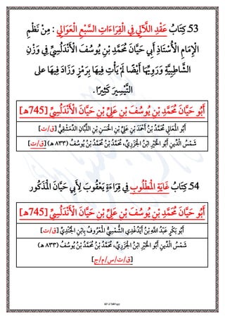 Page
54
of
67
53
ُ
‫اب‬َ ‫ي‬‫يف‬ ‫ذ‬
‫ي‬
‫اد‬َ‫و‬َ‫ع‬‫ِل‬‫ل‬‫ا‬ ‫ي‬‫م‬‫ِل‬‫ب‬ َّ
‫الس‬ ‫ي‬ ‫ا‬َ‫ت‬‫ا‬َ‫ل‬‫ي‬‫ق‬‫ِل‬‫ل‬‫ا‬ ‫ي‬ ‫ي‬
‫د‬ َّ
‫الَّل‬ ‫ي‬‫د‬‫ِل‬‫ق‬َ‫ع‬
‫ي‬ ‫ِل‬ َ‫ن‬ ‫ِل‬‫ن‬‫ي‬‫م‬ :
‫ي‬ ‫ا‬َ ‫ِل‬
‫ة‬ُ ‫ِل‬
‫األ‬ ‫ي‬‫م‬‫ا‬َ‫م‬‫ي‬ ‫ِل‬ ‫ا‬
‫ي‬‫ن‬‫ِل‬ َ‫و‬ ‫ي‬
ِّ
‫ي‬
‫س‬ُ‫ل‬َ‫د‬‫ِل‬‫ن‬َ ‫ِل‬
‫األ‬ َ
‫ف‬ ُ
‫وة‬ُ‫ي‬ ‫ي‬‫ن‬‫ِل‬‫ب‬ ‫ي‬‫د‬َّ‫م‬َ ُ
‫حم‬ َ‫ان‬َّ‫ي‬ َ‫س‬ ‫ي‬
‫إل‬َ
‫عىل‬ ‫ا‬َ‫يه‬‫ي‬‫ف‬ َ‫ا‬‫ا‬َ َ‫و‬ ٍ ‫ِل‬‫م‬ َ‫ل‬‫ي‬‫ب‬ ‫ا‬َ‫يه‬‫ي‬‫ف‬ ‫ي‬ ‫ِل‬‫ن‬َ‫ي‬‫ِل‬ َ‫َل‬ ‫ا‬ ً
‫ض‬‫ِل‬‫ي‬َ ‫ا‬َ ِّ
‫ِّي‬‫ي‬‫و‬َ‫ر‬َ‫و‬ ‫ي‬‫ة‬َّ‫ي‬‫ي‬‫ب‬‫ي‬ ‫ا‬ َّ
‫الش‬
.‫ا‬ً‫ري‬‫ي‬‫ا‬َ‫يف‬ َ‫ري‬ ‫ي‬‫س‬‫ِل‬‫ي‬َّ ‫ال‬
ِّ
‫ي‬
‫س‬ُ‫ل‬َ‫د‬‫ِل‬‫ن‬َ ‫ِل‬
‫األ‬ َ‫ان‬َّ‫ي‬ َ‫س‬ ‫ي‬‫ن‬‫ِل‬‫ب‬ ِّ
‫ي‬
‫ه‬َ‫ع‬ ‫ي‬‫ن‬‫ِل‬‫ب‬ َ
‫ف‬ ُ
‫وة‬ُ‫ي‬ ‫ي‬‫ن‬‫ِل‬‫ب‬ ‫ي‬‫د‬َّ‫م‬َ ُ
‫حم‬ َ‫ان‬َّ‫ي‬ َ‫س‬ ‫و‬ُ‫ب‬َ
[
745
]‫ـه‬
ُّ
‫ر‬‫ي‬‫ق‬ ‫ِل‬
‫ش‬َ‫م‬ِّ‫الد‬ ‫ي‬‫ان‬َّ‫ب‬َّ ‫ال‬ ‫ي‬‫ن‬‫ِل‬‫ب‬ ‫ي‬‫ن‬ َ
‫س‬َ ‫ِل‬‫احل‬ ‫ي‬‫ن‬‫ِل‬‫ب‬ ِّ
‫ي‬
‫ه‬َ‫ع‬ ‫ي‬‫ن‬‫ِل‬‫ب‬ َ‫َد‬ ‫ِل‬
‫مح‬َ ُ‫ن‬‫ِل‬‫ب‬ ُ‫د‬َّ‫َم‬ ُ
‫حم‬ ‫ي‬
‫اد‬َ‫ع‬َ‫ِل‬‫مل‬‫ا‬ ‫و‬ُ‫ب‬َ
[
/‫ق‬
]
( ُ
‫ف‬ ُ
‫وة‬ُ‫ي‬ ُ‫ن‬‫ِل‬‫ب‬ ُ‫د‬َّ‫َم‬ ُ
‫حم‬ ُ‫ن‬‫ِل‬‫ب‬ ُ‫د‬َّ‫َم‬ ُ
‫حم‬ ، ِّ ‫ي‬‫ر‬ َ َ ‫ِل‬ ‫ا‬ ُ‫ن‬‫ِل‬‫ب‬‫ا‬ ‫ي‬ ‫ِل‬
‫ري‬َ ‫ِل‬ ‫ا‬ ‫و‬ُ‫ب‬َ ‫ي‬‫ين‬ِّ‫د‬‫ِل‬‫ل‬‫ا‬ ُ
‫س‬‫ِل‬‫م‬ َ
‫ش‬
٨٣٣
)‫ـه‬
[
/‫ق‬
]
54
ُ
‫اب‬َ ‫ي‬‫يف‬ ‫ذ‬
‫ي‬‫ة‬َ‫ي‬‫ا‬َ‫غ‬
‫ي‬
‫وب‬ُ ‫ِل‬‫ط‬َ‫ِل‬‫مل‬‫ا‬
َ
‫وب‬ُ‫ق‬‫ِل‬‫ع‬َ‫ي‬ ‫ي‬‫ة‬َ‫ت‬‫ا‬َ‫ل‬‫ي‬ ‫ي‬
َ ‫ي‬
‫أل‬
َ‫ان‬َّ‫ي‬ َ‫س‬ ‫ي‬
‫إل‬
‫ور‬ُ‫يف‬َ‫َر‬‫ِل‬‫مل‬‫ا‬
ِّ
‫ي‬
‫س‬ُ‫ل‬َ‫د‬‫ِل‬‫ن‬َ ‫ِل‬
‫األ‬ َ‫ان‬َّ‫ي‬ َ‫س‬ ‫ي‬‫ن‬‫ِل‬‫ب‬ ِّ
‫ي‬
‫ه‬َ‫ع‬ ‫ي‬‫ن‬‫ِل‬‫ب‬ َ
‫ف‬ ُ
‫وة‬ُ‫ي‬ ‫ي‬‫ن‬‫ِل‬‫ب‬ ‫ي‬‫د‬َّ‫م‬َ ُ
‫حم‬ َ‫ان‬َّ‫ي‬ َ‫س‬ ‫و‬ُ‫ب‬َ
[
745
]‫ـه‬
ِّ
‫ي‬‫ِلد‬‫ن‬ُ ‫ِل‬ ‫ا‬ ‫ي‬‫ن‬‫ِل‬‫ب‬‫ا‬‫ي‬‫ب‬ ُ
‫وف‬ ُ‫ل‬‫ِل‬‫ع‬َ‫ِل‬‫مل‬‫ا‬ ُّ
‫ي‬
‫س‬‫ِل‬‫م‬ ُّ
‫الش‬ ‫ي‬‫د‬‫ِل‬‫غ‬ُ‫د‬‫ِل‬‫ي‬َ ُ‫ن‬‫ِل‬‫ب‬‫ي‬
َّ
‫اَّلل‬ ُ‫د‬‫ِل‬‫ب‬َ‫ع‬ ٍ‫ِلل‬‫ا‬َ‫ب‬ ‫و‬ُ‫ب‬َ
[
/‫ق‬
]
( ُ
‫ف‬ ُ
‫وة‬ُ‫ي‬ ُ‫ن‬‫ِل‬‫ب‬ ُ‫د‬َّ‫َم‬ ُ
‫حم‬ ُ‫ن‬‫ِل‬‫ب‬ ُ‫د‬َّ‫َم‬ ُ
‫حم‬ ، ِّ ‫ي‬‫ر‬ َ َ ‫ِل‬ ‫ا‬ ُ‫ن‬‫ِل‬‫ب‬‫ا‬ ‫ي‬ ‫ِل‬
‫ري‬َ ‫ِل‬ ‫ا‬ ‫و‬ُ‫ب‬َ ‫ي‬‫ين‬ِّ‫د‬‫ِل‬‫ل‬‫ا‬ ُ
‫س‬‫ِل‬‫م‬ َ
‫ش‬
٨٣٣
)‫ـه‬
[
‫ت‬/‫م‬/‫س‬/ /‫ق‬
]
 
