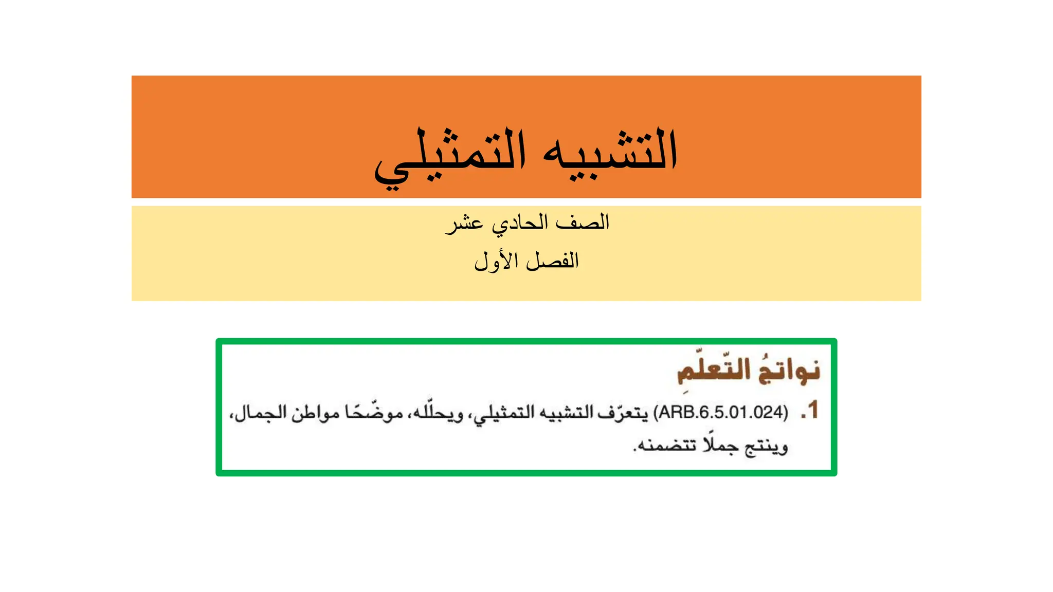 التمثيلي التشبيه
عشر الحادي الصف
األول الفصل