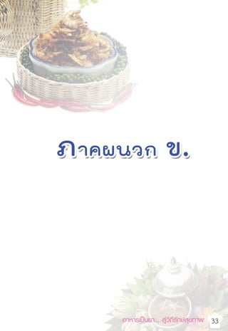 อาหารเป็นยา... สู่วิถีรักษ์สุขภาพ   33
°ÿâß·Àâß∑Õ¥
æ√‘°™’ÈøÑ“·Àâß
ÀÕ¡´Õ¬‡®’¬«
°√–‡∑’¬¡´Õ¬‡®
πÈ” â¡¡–¢“¡‡ª
πÈ”ª≈“
‡°≈◊Õ
πÈ”µ“≈∑√“¬
πÈ”¡—π
æ≈—ßß“π
(°‘‚≈·§≈Õ√’)
ÚÙ˘
“√–πà“√Ÿâ : ‡ª
 