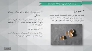 •
‫مرغ‬ ‫تخم‬
‫پوسنن‬
‫ها‬
‫مترغ‬ ‫تخم‬ ‫ی‬
‫هستن‬ ‫کلستیم‬ ‫عتالی‬ ‫کننتده‬ ‫تتامین‬
‫ند‬
.
‫شتوند‬ ‫شکستنن‬ ‫تتا‬ ‫بکشتد‬ ‫طتول‬ ‫زیادی‬ ‫زمان‬ ‫است‬ ‫ممکن‬
،
‫ک‬ ‫خرد‬ ‫خوب‬ ‫را‬ ‫آنها‬ ‫افزودن‬ ‫از‬ ‫قبل‬ ‫است‬ ‫بهنر‬ ‫بنابراین‬
‫نید‬
.
‫پسماندهای‬
‫شرک‬ ‫و‬ ‫خانه‬ ،‫آشپزخانه‬ ‫فسادپذیر‬
‫ت‬
•
‫حیتوان‬ ‫بترای‬ ‫هم‬ ‫و‬ ‫انسان‬ ‫برای‬ ‫هم‬ ،‫مو‬
‫خانگی‬
‫استت‬ ‫بتاالیی‬ ‫بستیار‬ ‫ن‬ ‫نینترو‬ ‫دارای‬ ‫کمپوست‬ ‫ماده‬ ‫این‬
.
‫در‬
،‫واقع‬
6
-
7
‫انتدازه‬ ‫بن‬ ‫مینواند‬ ‫مو‬ ‫پوند‬
100
-
200
‫کتود‬ ‫پونتد‬
‫باشد‬ ‫داشنن‬ ‫ن‬ ‫نینرو‬
.
•
‫چوب‬ ‫خاکسنر‬
‫است‬ ‫ممکن‬ ‫و‬ ‫است‬ ‫پناس‬ ‫و‬ ‫کلسیم‬ ،‫معدنی‬ ‫مواد‬ ‫از‬ ‫سرشار‬
‫ت‬
‫بخش‬ ‫بهبود‬ ‫را‬ ‫شما‬ ‫خانگی‬ ‫کمپوست‬ ‫کود‬ ‫کیفیت‬
‫د‬
.
6/13
 