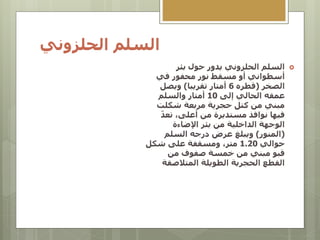 ‫الحلزوني‬ ‫السلم‬

‫بئر‬ ‫حول‬ ‫يدور‬ ‫الحلزوني‬ ‫السلم‬
‫في‬ ‫محفور‬ ‫نور‬ ‫مسقط‬ ‫أو‬ ‫أسطواني‬
‫الصخر‬
(
‫قطره‬
6
‫تقريبا‬ ‫أمتار‬
)
‫ويصل‬
‫إلى‬ ‫الحالي‬ ‫عمقه‬
10
‫والسلم‬ ‫أمتار‬
‫شكلت‬ ‫مربعة‬ ‫حجرية‬ ‫كتل‬ ‫من‬ ‫مبني‬
‫تعد‬ ،‫أعلى‬ ‫من‬ ‫مستديرة‬ ‫نوافذ‬ ‫فيها‬
‫اإلضاءة‬ ‫بئر‬ ‫من‬ ‫الداخلية‬ ‫الوجهة‬
(
‫المنور‬
)
‫السلم‬ ‫درجه‬ ‫عرض‬ ‫ويبلغ‬
‫حوالي‬
1.20
‫شكل‬ ‫على‬ ‫ومسقفة‬ ،‫متر‬
‫من‬ ‫صفوف‬ ‫خمسة‬ ‫من‬ ‫مبني‬ ‫قبو‬
‫المتالصقة‬ ‫الطويلة‬ ‫الحجرية‬ ‫القطع‬
 