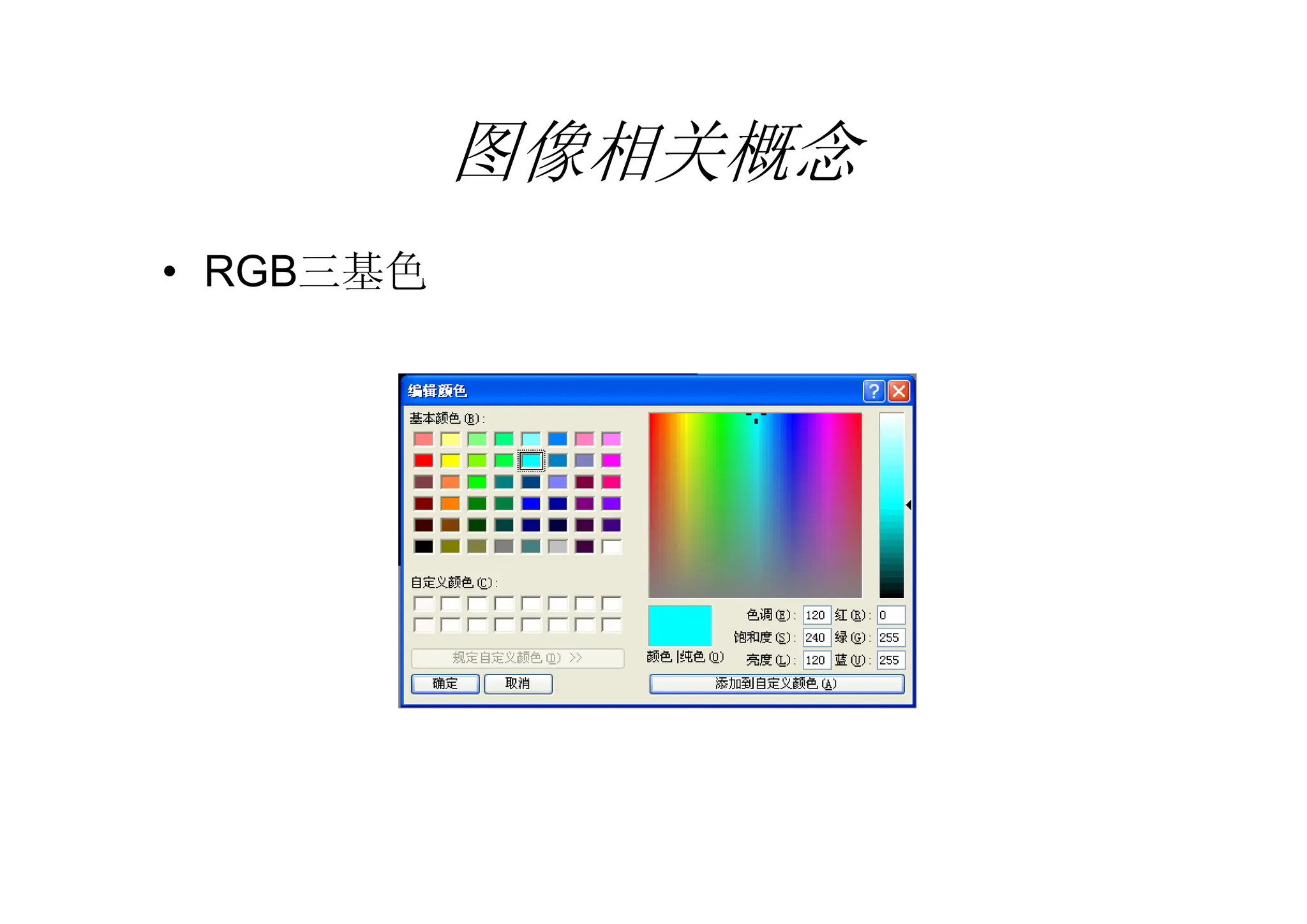 图像相关概念
• RGB三基色
 