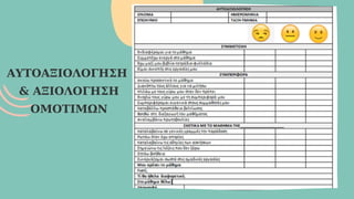 ΑΥΤΟΑΞΙΟΛΟΓΗΣΗ
& ΑΞΙΟΛΟΓΗΣΗ
ΟΜΟΤΙΜΩΝ
 