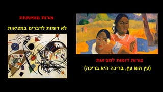 ‫מופשטות‬ ‫צורות‬
‫במציאות‬ ‫לדברים‬ ‫דומות‬ ‫לא‬
‫למציאות‬ ‫דומות‬ ‫צורות‬
(
‫עץ‬ ‫הוא‬ ‫עץ‬
,
‫בריכה‬ ‫היא‬ ‫בריכה‬
)
 