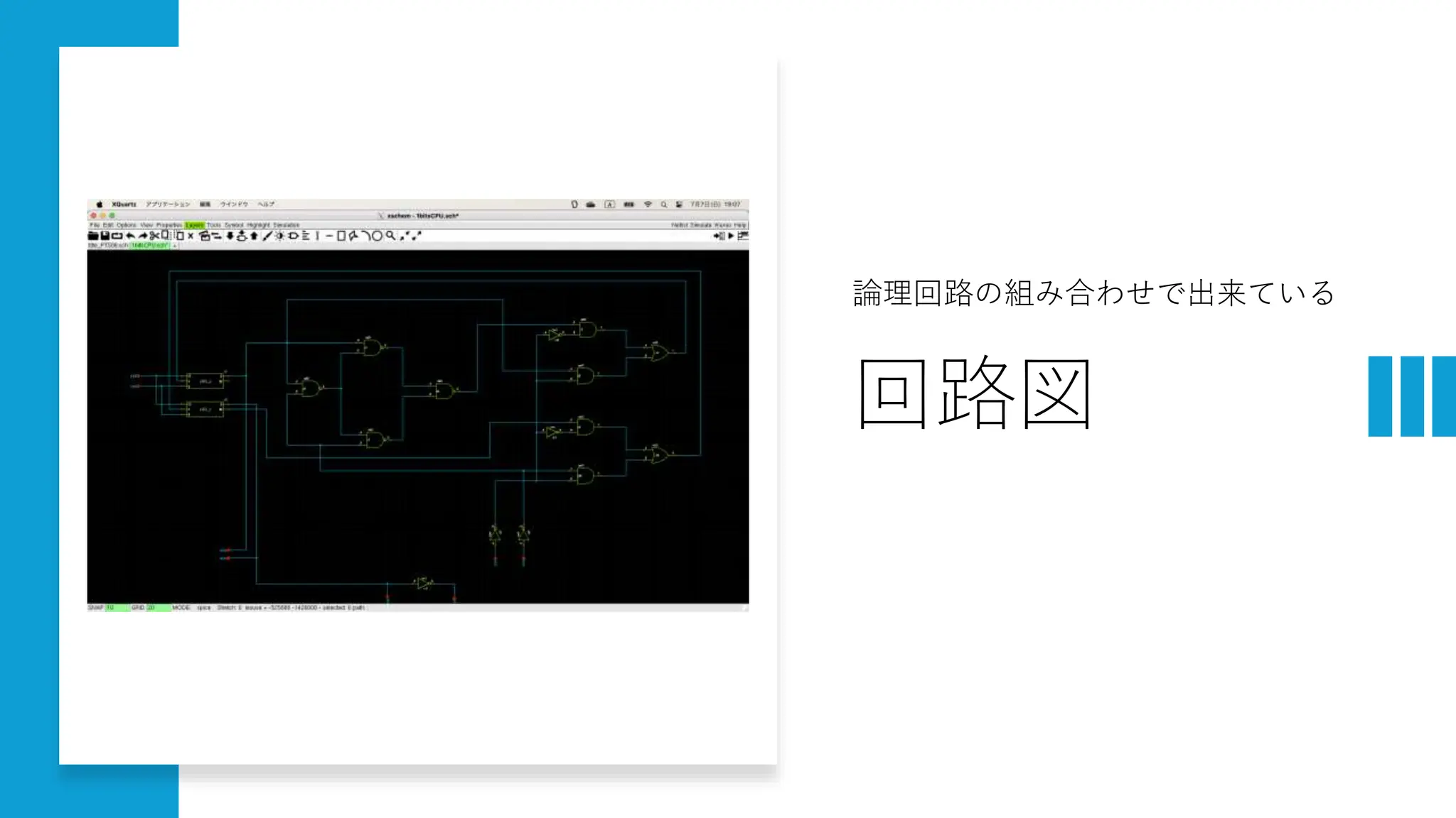 回路図
論理回路の組み合わせで出来ている
 