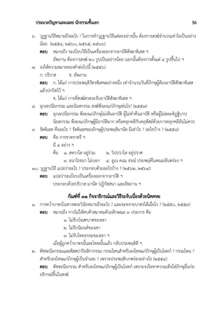 ประมวลปัญหาและเฉลย นักธรรมชั้นเอก 56
๖. วุฏฐานวิธีหมายถึงอะไร ? ในการทำวุฏฐานวิธีแต่ละอย่างนั้น ต้องการสงฆ์จำนวนเท่าไรเป็นอย่าง
น้อย (๒๕๕๔, ๒๕๖๐, ๒๕๖๕, ๒๕๖๖)
ตอบ หมายถึง ระเบียบวิธีเป็นเครื่องออกจากอาบัติสังฆาทิเสส ฯ
อัพภาน ต้องการสงฆ์ ๒๐ รูปเป็นอย่างน้อย นอกนั้นต้องการตั้งแต่ ๔ รูปขึ้นไป ฯ
๗. จงให้ความหมายของคำต่อไปนี้ (๒๕๕๖)
ก. ปริวาส ข. อัพภาน
ตอบ ก. ได้แก่ การประพฤติวัตรพิเศษอย่างหนึ่ง เท่าจำนวนวันที่ภิกษุผู้ต้องอาบัติสังฆาทิเสส
แล้วปกปิดไว้ ฯ
ข. ได้แก่ การที่สงฆ์สวดระงับอาบัติสังฆาทิเสส ฯ
๘. อุกเขปนียกรรม และนิยสกรรม สงฆ์พึงลงแก่ภิกษุเช่นไร? (๒๕๕๗)
ตอบ อุกเขปนียกรรม พึงลงแก่ภิกษุไม่เห็นอาบัติ ผู้ไม่ทำคืนอาบัติ หรือผู้ไม่สละทิฏฐิบาป
นิยสกรรม พึงลงแก่ภิกษุผู้มีอาบัติมาก หรือคลุกคลีกับคฤหัสถ์ด้วยการคลุกคลีอันไม่ควร
๙. รัตติเฉท คืออะไร ? รัตติเฉทของภิกษุผู้ประพฤติมานัต มีเท่าไร ? อะไรบ้าง ? (๒๕๕๘)
ตอบ คือ การขาดราตรี ฯ
มี ๔ อย่าง ฯ
คือ ๑. สหวาโส อยู่ร่วม ๒. วิปฺปวาโส อยู่ปราศ
๓. อนาโรจนา ไม่บอก ๔. อูเน คเณ จรณํ ประพฤติในคณะอันพร่อง ฯ
๑๐. วุฏฐานวิธี แปลว่าอะไร ? ประกอบด้วยอะไรบ้าง ? (๒๕๖๒, ๒๕๖๔)
ตอบ แปลว่าระเบียบเป็นเครื่องออกจากอาบัติ ฯ
ประกอบด้วยปริวาส มานัต ปฏิกัสสนา และอัพภาน ฯ
กัณฑ์ที่ ๓๑ กิจจาธิกรณ์และวิธีระงับเนื่องด้วยนิคคหะ
๑. การคว่ำบาตรในทางพระวินัยหมายถึงอะไร ? และจะหงายบาตรได้เมื่อไร ? (๒๕๕๐, ๒๕๕๙)
ตอบ หมายถึง การไม่ให้คบค้าสมาคมด้วยลักษณะ ๓ ประการ คือ
๑. ไม่รับบิณฑบาตของเขา
๒. ไม่รับนิมนต์ของเขา
๓. ไม่รับไทยธรรมของเขา ฯ
เมื่อผู้ถูกคว่ำบาตรนั้นละโทษนั้นแล้ว กลับประพฤติดี ฯ
๒. ตัชชะนียกรรมและตัสสปาปิยสิกากรรม กรรมไหนสำหรับลงโทษแก่ภิกษุผู้เป็นโจทก์ ? กรรมไหน ?
สำหรับลงโทษแก่ภิกษุผู้เป็นจำเลย ? เพราะประพฤติบกพร่องอย่างไร (๒๕๕๔)
ตอบ ตัชชะนียกรรม สำหรับลงโทษแก่ภิกษุผู้เป็นโจทก์ เพราะจงใจหาความเท็จใส่ภิกษุอื่นก่อ
อธิกรณ์ขึ้นในสงฆ์
 