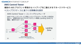 AWS Control Tower
複数の AWS アカウント環境のセットアップを⾃動化するマネージドサービス
ベストプラクティスに基づく初期構成を提供
https://pages.awscloud.com/rs/112-TZM-766/images/AWS-Black-Belt_2023_AWS-ControlTower-Basics_0831_v1.pdf
30
 