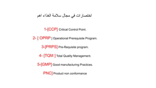 اختصارات سلامة الغذاء Hazards Analysis and Critical Control Points..pptx