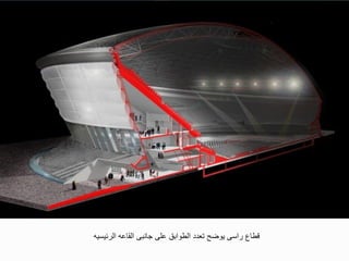 ‫الرئيسيه‬ ‫القاعه‬ ‫جانبى‬ ‫على‬ ‫الطوابق‬ ‫تعدد‬ ‫يوضح‬ ‫راسى‬ ‫قطاع‬
 