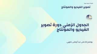 ‫تصوير‬ ‫دورة‬ ‫الزمني‬ ‫الجدول‬
‫والمونتاج‬ ‫الفيديو‬
.‫ننتهي‬ ‫ومتى‬ ‫نبدأ‬ ‫متى‬ ‫لنا‬ ‫يوضح‬
‫دورة‬ ‫تدريبية‬ ‫حقيبة‬
‫والمونتاج‬ ‫الفيديو‬ ‫تصوير‬
 
