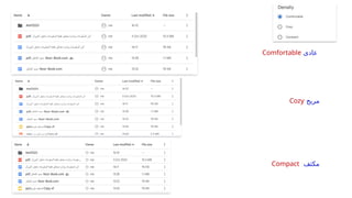 ‫مكثف‬
Compact
‫عادى‬
Comfortable
‫مريح‬
Cozy
 