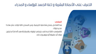 64
‫ال‬ ‫و‬ ‫اء‬ ‫لمرؤ‬ ‫اليسد‬ ‫لغة‬ ‫و‬ ‫شرية‬ ‫ال‬ ‫ارنماط‬ ‫عمل‬ ‫التعرف‬
‫مدراء‬
‫ي‬ ‫السيا‬
‫مثب‬ ‫الد‬ ‫ت‬ ‫ا‬ ‫ل‬
‫م‬ ‫دا‬ ‫الممتق‬ ‫ومح‬ ‫اريكميةأ‬ ‫كشخصية‬ ‫يتمتق‬ ‫الشخر‬ ‫اذا‬
‫اكبذا‬ ‫ر‬
‫لك‬ ‫ح‬ ‫مدير‬
.
‫م‬ ‫ا‬‫ل‬‫ر‬‫ناد‬ ‫منه‬ ‫اي‬ ‫والمشكمة‬ ‫لهأ‬ ‫ليا‬ ‫إيياكي‬ ‫شيء‬ ‫لديه‬ ‫ا‬ ‫ل‬
‫م‬ ‫دا‬ ‫ي‬ ‫فالسيا‬
‫ن‬ ‫يك‬ ‫ا‬
‫ذلك‬ ‫وراء‬ ‫ار‬ ‫ل‬ ‫مو‬ ‫حاياة‬ ‫مي‬ ‫اناك‬
.
 