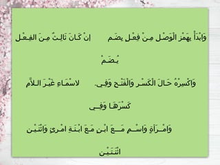ِ‫ل‬‫ْـ‬‫ع‬‫ِـ‬‫ف‬‫ال‬ َ‫ن‬‫ِـ‬‫م‬ ٌ‫ث‬‫ِـ‬‫ل‬‫َا‬‫ث‬ َ‫ن‬‫َـا‬‫ك‬ ْ‫ن‬‫إ‬ ‫َـم‬‫ض‬ِ‫ب‬ ٍ‫ل‬‫ْـ‬‫ع‬ِ‫ف‬ ْ‫ن‬‫ِـ‬‫م‬ ِ‫ل‬‫ْـ‬‫ص‬َ‫و‬ْ‫ل‬‫ا‬ ِ‫ز‬ْ‫م‬َ‫ه‬ِ‫ب‬ ْ‫َأ‬‫د‬ْ‫ب‬‫َا‬‫و‬
ْ‫م‬‫َـ‬‫ض‬‫ُـ‬‫ي‬
ِ‫م‬َّ‫الـال‬ َ‫ر‬‫ْـ‬‫ي‬َ‫غ‬ ِ‫ء‬‫َـا‬‫م‬ْ‫س‬‫ال‬ .‫ِـي‬‫ف‬َ‫و‬ ِ‫ح‬‫ْـ‬‫ت‬َ‫ف‬ْ‫ل‬‫َا‬‫و‬ ِ‫ر‬‫ْـ‬‫س‬َ‫ك‬ْ‫ل‬‫ا‬ َ‫ل‬‫َـا‬‫ح‬ ُ‫ه‬ْ‫ر‬ِ‫س‬ْ‫ك‬‫َا‬‫و‬
‫ِــي‬‫ف‬َ‫و‬ ‫َـا‬‫ه‬َ‫ر‬ْ‫س‬َ‫ك‬
ِ‫ن‬‫ْـ‬‫ي‬‫َـ‬‫ن‬ْ‫ث‬‫َا‬‫و‬ ٍ‫ئ‬ِ‫ر‬‫ْـ‬‫م‬‫ا‬ ِ‫ة‬‫َـ‬‫ن‬‫ْـ‬‫ب‬‫ا‬ َ‫ع‬‫َـ‬‫م‬ ٍ‫ن‬‫ْـ‬‫ب‬‫ا‬ َ‫ع‬‫َـــ‬‫م‬ ٍ‫م‬‫ْــ‬‫س‬‫َا‬‫و‬ ٍ‫ة‬‫َأ‬‫ر‬‫ْــ‬‫م‬‫َا‬‫و‬
ِ‫ن‬‫ْـ‬‫ي‬‫َـ‬‫ت‬‫َـ‬‫ن‬ْ‫ث‬‫ا‬
 