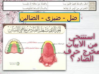 ‫استنتجي‬
‫االبيات‬ ‫من‬
‫حرف‬ ‫مخرج‬
‫؟‬ ‫الضاد‬
‫ـالين‬
‫ض‬‫ال‬ - ‫ـيزى‬
‫ض‬ - ‫ضل‬
 