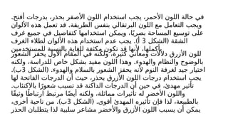.‫أفتح‬ ‫بدرجات‬ ،‫بحذر‬ ‫األصفر‬ ‫اللون‬ ‫استخدام‬ ‫يجب‬ ،‫األحمر‬ ‫اللون‬ ‫حالة‬ ‫في‬
.
‫األلوان‬ ‫هذه‬ ‫تعمل‬ ‫قد‬ ‫الطريقة‬ ‫بنفس‬ ‫البرتقالي‬ ‫اللون‬ ‫مع‬ ‫التعامل‬ ‫ويجب‬
‫غرف‬ ‫جميع‬ ‫في‬ ‫كتفاصيل‬ ‫استخدامها‬ ‫ويمكن‬ ،‫ا‬ً‫بصري‬ ‫المساحة‬ ‫توسيع‬ ‫على‬
(
‫الشكل‬ ‫الشقة‬
3
.)
‫الغرف‬ ‫لطالء‬ ‫األلوان‬ ‫هذه‬ ‫استخدام‬ ‫عدم‬ ‫يجب‬ ‫أ‬
‫للمستخدمين‬ ‫بالنسبة‬ ‫للغاية‬ ‫مكثفة‬ ‫تكون‬ ‫قد‬ ‫ألنها‬ ،‫بأكملها‬
‫الشعور‬ ‫يحفز‬ ‫األول‬ ‫المقام‬ ‫في‬ ‫ولكنه‬ ،‫كثيرة‬ ‫ومعاني‬ ‫دالالت‬ ‫األزرق‬ ‫للون‬
.
‫ولكنه‬ ،‫للدراسة‬ ‫خاص‬ ‫بشكل‬ ‫مفيد‬ ‫اللون‬ ‫وهذا‬ ‫والهدوء‬ ‫والنظام‬ ‫بالوضوح‬
( .
‫الشكل‬ ‫والهدوء‬ ‫بالسالم‬ ‫الشعور‬ ‫يحفز‬ ‫ألنه‬ ‫النوم‬ ‫لغرفة‬ ‫جيد‬ ‫اختيار‬
3
.)‫ب‬
‫لها‬ ‫الفاتحة‬ ‫الدرجات‬ ‫أن‬ ‫حيث‬ ،‫بحذر‬ ‫األزرق‬ ‫اللون‬ ‫درجات‬ ‫استخدام‬ ‫يجب‬
.‫باالكتئاب‬ ‫ا‬ً‫شعور‬ ‫تسبب‬ ‫قد‬ ‫الداكنة‬ ‫الدرجات‬ ‫أن‬ ‫حين‬ ‫في‬ ،‫مهدئ‬ ‫تأثير‬
‫ًا‬‫ق‬‫وثي‬ ‫ا‬ً‫ارتباط‬ ‫مرتبط‬ ‫ا‬ً‫ض‬‫أي‬ ‫ولكنه‬ ،‫مماثلة‬ ‫تأثيرات‬ ‫له‬ ‫األخضر‬ ‫واللون‬
( .
‫الشكل‬ ‫أقوى‬ ‫المهدئ‬ ‫تأثيره‬ ‫فإن‬ ‫لذا‬ ،‫بالطبيعة‬
3
.)
،‫أخرى‬ ‫ناحية‬ ‫من‬ ‫ب‬
‫الحذر‬ ‫يتطلبان‬ ‫لذا‬ ‫سلبية‬ ‫مشاعر‬ ‫واألخضر‬ ‫األزرق‬ ‫اللون‬ ‫يسبب‬ ‫أن‬ ‫يمكن‬
 