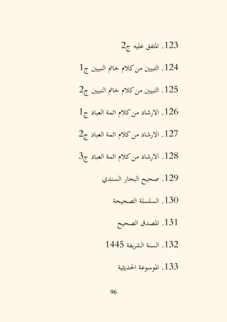 96
123
.
‫ج‬ ‫عليه‬ ‫املتفق‬
2
124
.
‫ج‬ ‫النبيني‬ ‫خامت‬ ‫كالم‬‫من‬ ‫التبيني‬
1
125
.
‫ج‬ ‫النبيني‬ ‫خامت‬ ‫كالم‬‫من‬ ‫التبيني‬
2
126
.
‫ج‬ ‫العباد‬ ‫ائمة‬ ‫كالم‬‫من‬ ‫االرشاد‬
1
127
.
‫ج‬ ‫العباد‬ ‫ائمة‬ ‫كالم‬‫من‬ ‫االرشاد‬
2
128
.
‫ج‬ ‫العباد‬ ‫ائمة‬ ‫كالم‬‫من‬ ‫االرشاد‬
3
129
.
‫السندي‬ ‫البحار‬ ‫صحيح‬
130
.
‫الصحيحة‬ ‫السلسلة‬
131
.
‫الصحيح‬ ‫املصدق‬
132
.
‫يفة‬‫ر‬‫الش‬ ‫السنة‬
1445
133
.
‫احلديثية‬ ‫املوسوعة‬
 