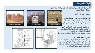 :
‫الحوائط‬ ً‫أوال‬
‫الحاملة‬
‫والتي‬ ‫والخارجية‬ ‫الداخلية‬ ‫الحوائط‬ ‫هي‬ ‫الحاملة‬ ‫الحوائط‬
‫المبنى‬ ‫عليها‬ ‫يرتكز‬.
‫بحر‬ ‫اقصى‬
4
-
5
‫متر‬ .
‫النظام‬ ‫هذا‬ ‫في‬ ‫المباني‬ ‫ارتفاع‬
‫عن‬ ‫يزيد‬ ‫ال‬
5
‫على‬ ‫ذلك‬ ‫ويعتمد‬ ،‫أدوار‬
‫التربة‬ ‫تحمل‬ ‫وقوة‬ ‫البنائية‬ ‫المواد‬ ‫أحمال‬
‫إلى‬ ‫المباني‬ ‫هذه‬ ‫تقسيم‬ ‫ويمكن‬:-
‫من‬ ‫الحاملة‬ ‫الحوائط‬ ‫على‬ ‫مقامة‬ ‫مباني‬ :-
1 - ‫الحجر‬ ‫أو‬ ‫الطوب‬ ‫او‬ ‫الطين‬
2 - ‫خرسانية‬ ‫حاملة‬ ‫حوائط‬ ‫على‬ ‫مقامة‬ ‫مباني‬
‫االحمال‬ ‫نقل‬ ‫نظرية‬
‫بالحوائط‬ ‫المنشآت‬ ‫نظام‬ ‫في‬ ‫األحمال‬ ‫نقل‬ ‫نظام‬ ‫يتمثل‬
‫الطوابق‬ ‫وأسقف‬ ‫األرضيات‬ ‫أحمال‬ ‫جميع‬ ‫نقل‬ ‫في‬ ‫الحاملة‬
‫والخارجية‬ ‫الداخلية‬ ‫حوائطه‬ ‫جميع‬ ‫إلى‬ ‫للمبنى‬ ‫المختلفة‬
‫التربة‬ ‫إلى‬ ‫ومنها‬ ‫عليها‬ ‫المرتكزة‬.
 