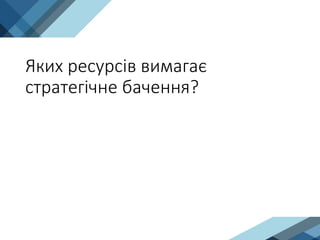 Яких ресурсів вимагає
стратегічне бачення?
 