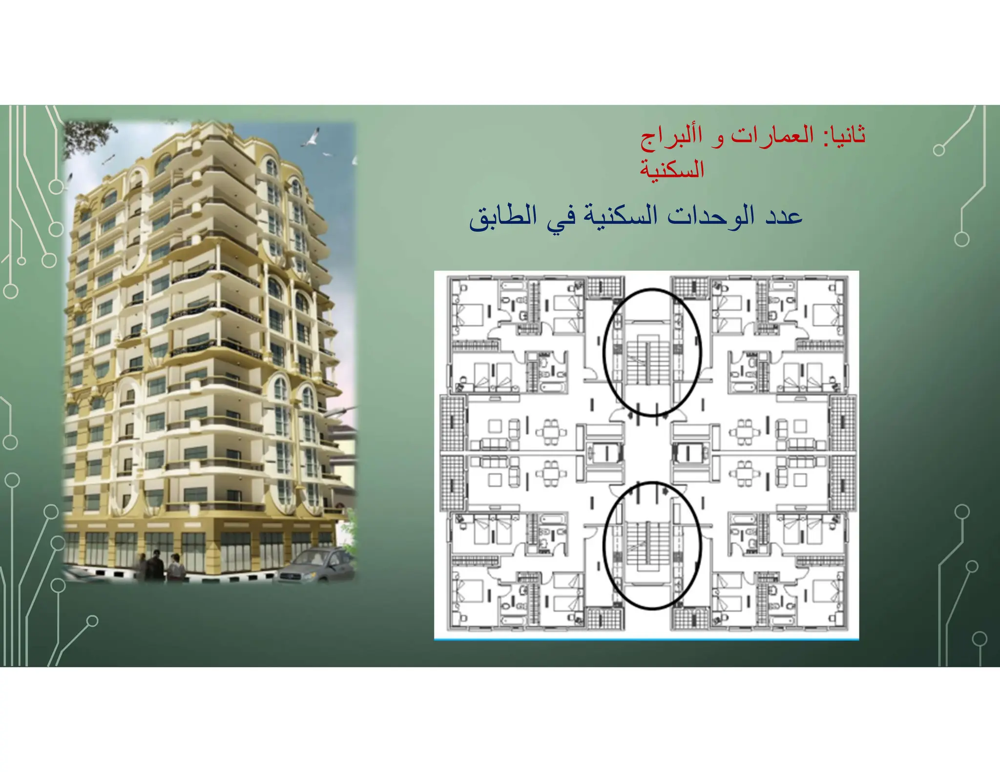 ‫ثانيا‬
:
‫األبراج‬ ‫و‬ ‫العمارات‬
‫السكنية‬
‫الطابق‬ ‫في‬ ‫السكنية‬ ‫الوحدات‬ ‫عدد‬
 