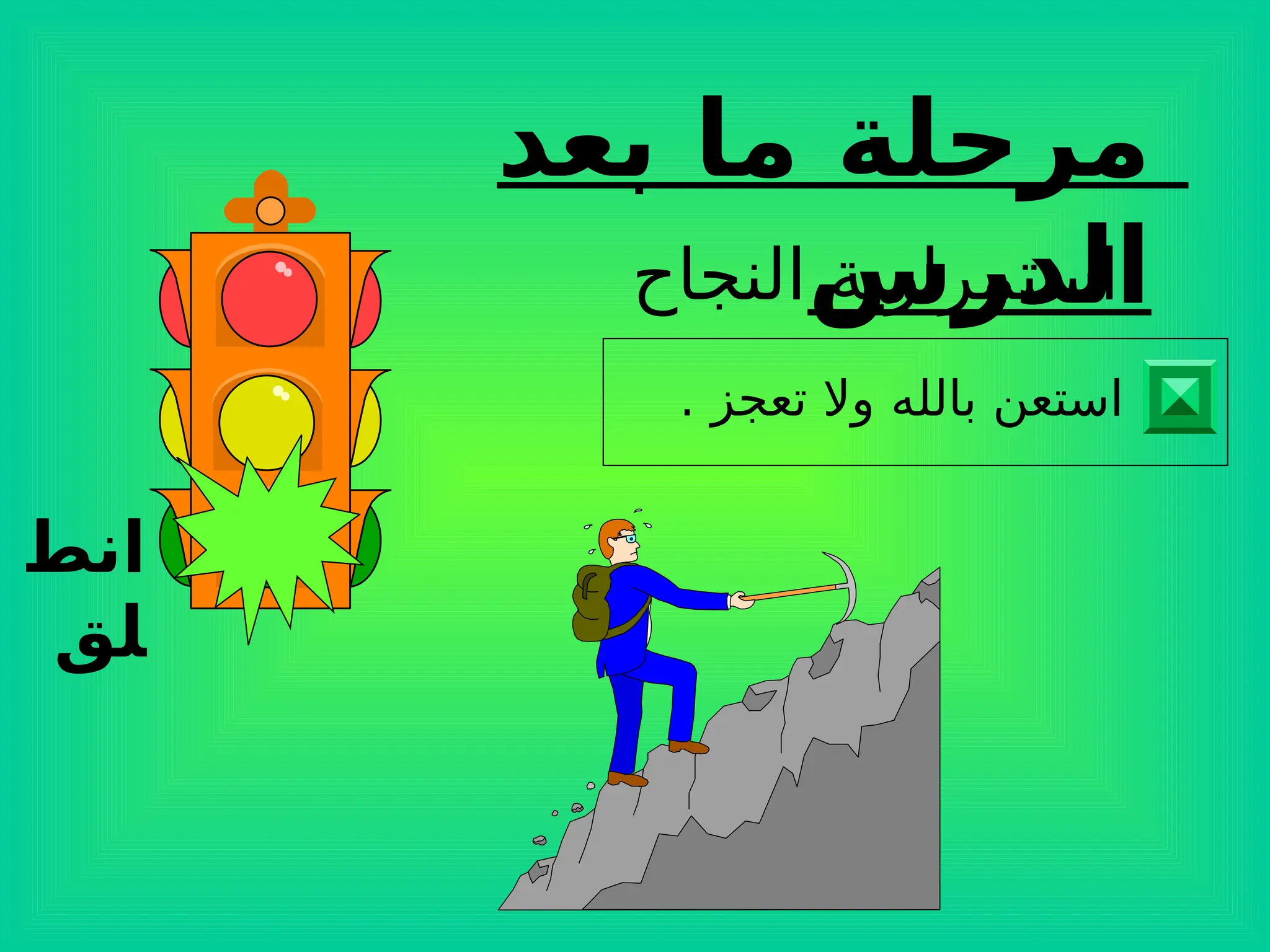 ‫انط‬
‫لق‬
‫بعد‬ ‫ما‬ ‫مرحلة‬
‫الدرس‬
‫النجاح‬ ‫استمرارية‬
. ‫تعجز‬ ‫وال‬ ‫بالله‬ ‫استعن‬
 