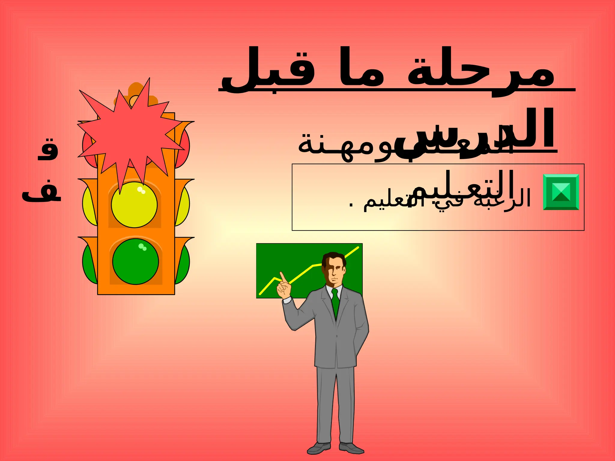 ‫ق‬
‫ف‬
‫قبل‬ ‫ما‬ ‫مرحلة‬
‫الدرس‬
‫ومهـنة‬ ‫المعـلم‬
‫التعـليم‬
. ‫التعليم‬ ‫في‬ ‫الرغبة‬
 