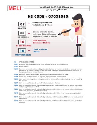 ‫الشرق‬ ‫لوجستيات‬ ‫معهد‬
‫للتدريب‬ ‫العالي‬ ‫األوسط‬
‫والشحن‬ ‫النقل‬ ‫في‬ ‫مقدمة‬ ‫مادة‬
 