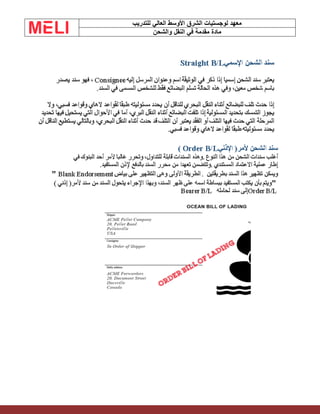 ‫الشرق‬ ‫لوجستيات‬ ‫معهد‬
‫للتدريب‬ ‫العالي‬ ‫األوسط‬
‫والشحن‬ ‫النقل‬ ‫في‬ ‫مقدمة‬ ‫مادة‬
 