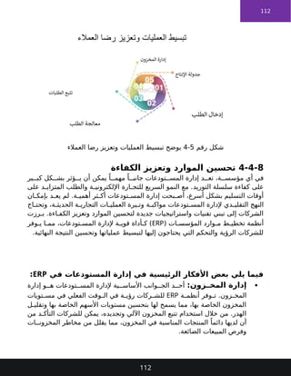 112
‫رقم‬ ‫شكل‬
5
-
4
‫العمالء‬ ‫رضا‬ ‫وتعزيز‬ ‫العمليات‬ ‫تبسيط‬ ‫يوضح‬
4-4-8
‫الكفاءة‬ ‫وتعزيز‬ ‫الموارد‬ ‫تحسين‬
‫ير‬ ‫كب‬ ‫كل‬ ‫بش‬ ‫ؤثر‬ ‫ي‬ ‫أن‬ ‫يمكن‬ ً‫ا‬ ‫مهم‬ ً‫ا‬ ‫جانب‬ ‫تودعات‬ ‫المس‬ ‫إدارة‬ ‫د‬ ‫تع‬ ،‫ة‬ ‫مؤسس‬ ‫أي‬ ‫في‬
‫على‬
‫التوريد‬ ‫سلسلة‬ ‫كفاءة‬
‫على‬ ‫د‬ ‫المتزاي‬ ‫والطلب‬ ‫ة‬ ‫اإللكتروني‬ ‫ارة‬ ‫للتج‬ ‫السريع‬ ‫النمو‬ ‫مع‬ .
‫ان‬ ‫بإمك‬ ‫د‬ ‫يع‬ ‫لم‬ .‫ة‬ ‫أهمي‬ ‫ثر‬ ‫أك‬ ‫تودعات‬ ‫المس‬ ‫إدارة‬ ‫بحت‬ ‫أص‬ ،‫أسرع‬ ‫بشكل‬ ‫التسليم‬ ‫أوقات‬
‫اج‬ ‫وتحت‬ ،‫ة‬ ‫الحديث‬ ‫ة‬ ‫التجاري‬ ‫ات‬ ‫العملي‬ ‫يرة‬ ‫وت‬ ‫ة‬ ‫مواكب‬ ‫تودعات‬ ‫المس‬ ‫إلدارة‬ ‫دي‬ ‫التقلي‬ ‫النهج‬
‫رزت‬ ‫ب‬ .‫اءة‬ ‫الكف‬ ‫وتعزيز‬ ‫الموارد‬ ‫لتحسين‬ ‫جديدة‬ ‫واستراتيجيات‬ ‫تقنيات‬ ‫تبني‬ ‫إلى‬ ‫الشركات‬
( ‫ات‬ ‫المؤسس‬ ‫وارد‬ ‫م‬ ‫ط‬ ‫تخطي‬ ‫أنظمة‬
ERP
‫وفر‬ ‫ي‬ ‫ا‬ ‫مم‬ ،‫تودعات‬ ‫المس‬ ‫إلدارة‬ ‫ة‬ ‫قوي‬ ‫أداة‬ ‫ك‬ )
.‫النهائية‬ ‫النتيجة‬ ‫وتحسين‬ ‫عملياتها‬ ‫لتبسيط‬ ‫إليها‬ ‫يحتاجون‬ ‫التي‬ ‫والتحكم‬ ‫الرؤية‬ ‫للشركات‬
‫في‬ ‫المستودعات‬ ‫إدارة‬ ‫في‬ ‫الرئيسية‬ ‫األفكار‬ ‫بعض‬ ‫يلي‬ ‫فيما‬
ERP
:

:‫زون‬ ‫المخ‬ ‫إدارة‬
‫إدارة‬ ‫و‬ ‫ه‬ ‫تودعات‬ ‫المس‬ ‫إلدارة‬ ‫ية‬ ‫األساس‬ ‫وانب‬ ‫الج‬ ‫د‬ ‫أح‬
‫ة‬ ‫أنظم‬ ‫وفر‬ ‫ت‬ .‫زون‬ ‫المخ‬
ERP
‫تويات‬ ‫مس‬ ‫في‬ ‫الفعلي‬ ‫وقت‬ ‫ال‬ ‫في‬ ‫ة‬ ‫رؤي‬ ‫ركات‬ ‫للش‬
‫ل‬ ‫وتقلي‬ ‫بها‬ ‫الخاصة‬ ‫األسهم‬ ‫مستويات‬ ‫بتحسين‬ ‫لها‬ ‫يسمح‬ ‫مما‬ ،‫بها‬ ‫الخاصة‬ ‫المخزون‬
‫من‬ ‫د‬ ‫التأك‬ ‫للشركات‬ ‫يمكن‬ ،‫وتجديده‬ ‫اآللي‬ ‫المخزون‬ ‫تتبع‬ ‫استخدام‬ ‫خالل‬ ‫من‬ .‫الهدر‬
‫ات‬ ‫المخزون‬ ‫مخاطر‬ ‫من‬ ‫يقلل‬ ‫مما‬ ،‫المخزون‬ ‫في‬ ‫المناسبة‬ ‫المنتجات‬ ً‫دائما‬ ‫لديها‬ ‫أن‬
.‫الضائعة‬ ‫المبيعات‬ ‫وفرص‬
112
 