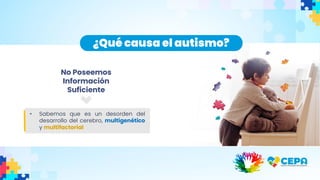 No Poseemos
Información
Suficiente
• Sabemos que es un desorden del
desarrollo del cerebro, multigenético
y multifactorial
¿Qué causa el autismo?
 