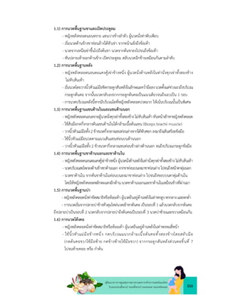 111
คูมือแนวทางการดูแลสุขภาพมารดาและทารกดวยการแพทยแผนไทย
ในระยะกอนตั้งครรภ ระยะตั้งครรภ ระยะคลอด ระยะหลังคลอด
1.1) การนวดพื้นฐานขาและเปดประตูลม
- หญิงหลังคลอดนอนหงาย แขนวางขางลำตัว ผูนวดนั่งทาพับเพียบ
- เริ่มนวดดานขางขาทอนลางใตหัวเขา จากหนาแขงถึงขอเทา
- นวดจากเหนือเขาขึ้นไปถึงตนขา นวดจากตนขาลงไปจนถึงขอเทา
- หันปลายเทาออกดานขาง เปดประตูลม สลับนวดอีกขางเหมือนกันตามลำดับ
1.2) การนวดพื้นฐานหลัง
- หญิงหลังคลอดนอนตะแคงคูเขาขางหนึ่ง ผูนวดนั่งดานหลังในทานั่งคุกเขาทั้งสองขาง
ไมทับสนเทา
- เริ่มนวดโดยวางนิ้วหัวแมมือชิดกระดูกสันหลังในลักษณะคว่ำมือลง นวดตั้งแตชวงเอวถึงบริเวณ
กระดูกตนคอ จากนั้นนวดกลับลงจากกระดูกตนคอเปนแนวเดียวจนถึงเอวเปน 1 รอบ
- การนวดบริเวณหลังนี้หากมีบริเวณใดที่หญิงหลังคลอดปวดมาก ใหเนนบริเวณนั้นเปนพิเศษ
1.3) การนวดพื้นฐานแขนดานในและแขนดานนอก
- หญิงหลังคลอดนอนหงายผูนวดนั่งคุกเขาทั้งสองขาง ไมทับสนเทา หันหนาเขาหาหญิงหลังคลอด
- ใชสนมือกดกึ่งกลางตนแขนดานในใตกลามเนื้อตนแขน (Biceps brachii muscle)
- วางนิ้วหัวแมมือทั้ง2ขางนวดกึ่งกลางแขนทอนลางจากใตพับศอก ลงมาถึงเสนสรอยขอมือ
- ใชนิ้วหัวแมมือนวดตามแนวเสนแขนทอนบนดานนอก
- วางนิ้วหัวแมมือทั้ง 2 ขางนวดากึ่งกลางแขนทอนขางลางดานนอก จนถึงบริเวณกระดูกขอมือ
1.4) การนวดพื้นฐานขาดานนอกและขาดานใน
- หญิงหลังคลอดนอนตะแคงคูเขาขางหนึ่ง ผูนวดนั่งดานหลังในทานั่งคุกเขาทั้งสองขาง ไมทับสนเทา
- นวดบริเวณสะโพกลงดานขางขาดานนอก จากขาทอนบนลงมาขาทอนลาง ไปจนถึงหนาตาตุมนอก
- นวดขาดานใน จากตนขาดานในทอนบนลงมาขาทอนลาง ไปจนถึงขอบบนตาตุมดานใน
โดยใหหญิงหลังคลอดพลิกตะแคงอีกดาน นวดขาดานนอกและขาดานในเหมือนขางที่ผานมา
1.5) การนวดพื้นฐานบา
- หญิงหลังคลอดนั่งทาขัดสมาธิหรือหอยเทา ผูนวดยืนอยูดานหลังในทาหกสูงหกกลางและหกต่ำ
- การนวดเริ่มจากปลายบาขางหัวดุมไหลนวดเขาหาตนคอ เปนรอบที่ 1 แลวนวดกลับจากตนคอ
ถึงปลายบาเปนรอบที่ 2 นวดกลับจากปลายบาถึงตนคอเปนรอบที่ 3 นวดบาซายและขวาเหมือนกัน
1.6) การนวดโคงคอ
- หญิงหลังคลอดนั่งทาขัดสมาธิหรือหอยเทา ผูนวดยืนอยูดานหลังในทาพรหมสี่หนา
- ใชนิ้วหัวแมมือขางหนึ่ง กดบริเวณแนวกลามเนื้อตนคอทั้งสองขางโดยสลับมือ
(กดตนคอขวาใชมือซาย กดขางซายใชมือขวา) จากกระดูกสันหลังสวนคอชิ้นที่ 7
ไปจนทายทอย หรือ กำดน
 