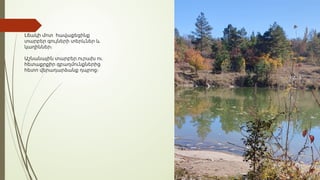 Լճակի մոտ հավաքեցինք
տարբեր գույների տերևներ և
կաղիններ։
,
Աշնանային տարբեր ուրախ ու
հետաքրքիր զբաղմունքներից
հետո վերադարձանք դպրոց։
 