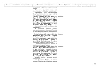81
№ Редакція, прийнята в першому читанні Пропозиції та поправки до проекту Висновки, обґрунтування Законопроект, запропонований головним
комітетом в остаточній редакції
посади судді та судді Конституційного суду
України.
Повноваження судді припиняються у разі
набуття суддею громадянства іншої держави.
Повноваження судді Конституційного
Суду України припиняються у разі набуття
ним громадянства іншої держави.”
-195- Н.д. Юрчишин Я. Р. (р.к. №215), Н.д.
Сірко Ю. Л. (р.к. №210), Н.д. Ташева Т. Р.
(р.к. №453), Н.д. Хлапук М. М. (р.к. №448),
Н.д. Цабаль В. В. (р.к. №219), Н.д. Устінова
О. Ю. (р.к. №213), Н.д. Васильченко Г. І.
(р.к. №319), Н.д. Бобровська С. А. (р.к.
№217), Н.д. Піпа Н. Р. (р.к. №316)
Відхилено
абзац перший пункту 8 статті 2 викласти в
такій редакції:
8) визначення правового режиму
одночасної належності громадянина України
до громадянства (підданства) двох або більше
держав з урахуванням:
-196- Н.д. Лозинський Р. М. (р.к. №222), Н.д.
Юрчишин Я. Р. (р.к. №215), Н.д. Устінова
О. Ю. (р.к. №213), Н.д. Васильченко Г. І.
(р.к. №319), Н.д. Піпа Н. Р. (р.к. №316), Н.д.
Цабаль В. В. (р.к. №219), Н.д. Сірко Ю. Л.
(р.к. №210), Н.д. Бобровська С. А. (р.к.
№217), Н.д. Хлапук М. М. (р.к. №448)
Відхилено
- забезпечення національної безпеки та
національних інтересів України;
-197- Н.д. Лозинський Р. М. (р.к. №222), Н.д.
Ташева Т. Р. (р.к. №453), Н.д. Юрчишин Я.
Р. (р.к. №215), Н.д. Устінова О. Ю. (р.к.
№213), Н.д. Піпа Н. Р. (р.к. №316), Н.д.
Цабаль В. В. (р.к. №219), Н.д. Сірко Ю. Л.
(р.к. №210), Н.д. Бобровська С. А. (р.к.
№217), Н.д. Васильченко Г. І. (р.к. №319),
Н.д. Хлапук М. М. (р.к. №448)
Відхилено
доповнити статтю 2 частиною другою
такого змісту:
«2. Громадянам України, які мають
іноземне громадянство, заборонено займати
 