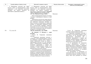 266
№ Редакція, прийнята в першому читанні Пропозиції та поправки до проекту Висновки, обґрунтування Законопроект, запропонований головним
комітетом в остаточній редакції
4. Національне агентство має право
вносити зміни до рекомендованого плану
управління у разі виявлення додаткових
обставин, що можуть вплинути на
ефективність управління активом, відповідні
зміни затверджуються слідчим суддею.
-617- Н.д. Мовчан О. В. (р.к. №351) Відхилено
4. Національне агентство має право
вносити зміни до рекомендованого плану
управління у разі виявлення додаткових
обставин, що можуть вплинути на
ефективність управління активом.»;
Абзац чотирнадцятий підпункту 16 пункту
1 розділу I законопроекту викласти в такій
редакції:
"Національне агентство має право вносити
зміни до рекомендованого плану управління у
разі виявлення додаткових обставин, що
можуть вплинути на ефективність управління
активом, за ініціативою управителя активу
або за результатами перевірки, здійсненої
відповідно до статті 22 цього Закону, а також
у разі зміни економічних умов, що впливають
на вартість та дохідність активу".
-618- Н.д. Івченко В. Є. (р.к. №185) Відхилено
354 17) у статті 20:
16) підпункт 17 викласти у такій
редакції:
«Стаття 20. Управління грошовими
коштами
1. Управління грошовими коштами у
готівковій та безготівковій формах у валюті,
яку приймають державні банки України на
умовах банківського вкладу на вимогу з
нарахуванням відсотків та на які накладено
арешт у кримінальному провадженні або у
позовному провадженні у справах про
визнання необґрунтованими активів та їх
стягнення в дохід держави, здійснюється
Національним агентством шляхом:
1) Їх розміщення на депозитних рахунках
Національного агентства у відповідній валюті,
відкритих у державних банках, визначених на
конкурсних засадах у порядку, встановленому
Законом України “Про публічні закупівлі”, за
договором банківського вкладу на вимогу;
Стаття 20. Управління грошовими
коштами та банківськими металами
1. Управління грошовими коштами у
готівковій та безготівковій формах у будь-
якій валюті, на які накладено арешт у
кримінальному провадженні або у
позовному провадженні у справах про
визнання необґрунтованими активів та їх
стягнення в дохід держави, здійснюється
Національним агентством шляхом:
1) їх розміщення на депозитних
рахунках Національного агентства у
відповідній валюті, відкритих у державних
банках, визначених на конкурсних засадах у
порядку, встановленому Законом України
"Про публічні закупівлі", за договором
банківського вкладу на вимогу;
2) продовження їх розміщення до
закінчення строку дії договору депозиту на
депозитному рахунку власника в банку, в
якому вони були розміщені на момент
 