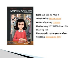 ISBN: 978-960-16-7496-4
Συγγραφέας: FRANK ANNE
Εκδοτικός οίκος: ΠΑΤΑΚΗ
Μετάφραση: ΝΤΕΚΑΣΤΡΟ ΜΑΡΙΖΑ
Σελίδες: 168
Ημερομηνία της συγκεκριμένης
Έκδοσης: Δεκέμβριος 2017
 