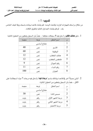 ‫א‬

‫א‬‫א‬
102

‫א‬‫א‬
‫א‬‫א‬
‫א‬‫א‬
W
‫א‬‫א‬
Access
‫א‬‫א‬‫א‬‫א‬
F

‫א‬‫א‬

E
-
36
-

F
1
E
 
‫א‬‫א‬

‫א‬‫א‬‫א‬

‫א‬‫א‬

،
‫א‬‫א‬‫א‬‫א‬
K
 
1
K

‫א‬



4
‫א‬‫א‬‫א‬،

W


‫א‬‫א‬
 

 

 
1


 
2

‫א‬
 

 
40
 
3

‫א‬
 

 
60
 
4

‫א‬
 

 
12
 
5

‫א‬
 

 
12
 
6

‫א‬‫א‬
 

 
9
 
7

‫א‬‫א‬
 

 
11
 
8

‫א‬‫א‬
 

 
100
 
2
K

?
‫א‬‫א‬
?


7
‫א‬
F

E

‫א‬‫א‬‫א‬،‫א‬
W


‫א‬‫א‬
 

 

 
1


 
2

‫א‬
 

 
30
 
3

‫א‬‫א‬


 

 
4

‫א‬‫א‬


 

 
5

‫א‬
 

 

 
 