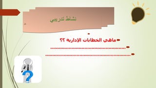 

‫؟؟‬ ‫اإلدارية‬ ‫الخطابات‬ ‫ماهي‬

.....................................................

............................................................
‫تدريبي‬ ‫نشاط‬
‫نال‬
 