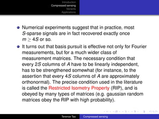 Terrence Tao's slides in compressed sensing | PDF